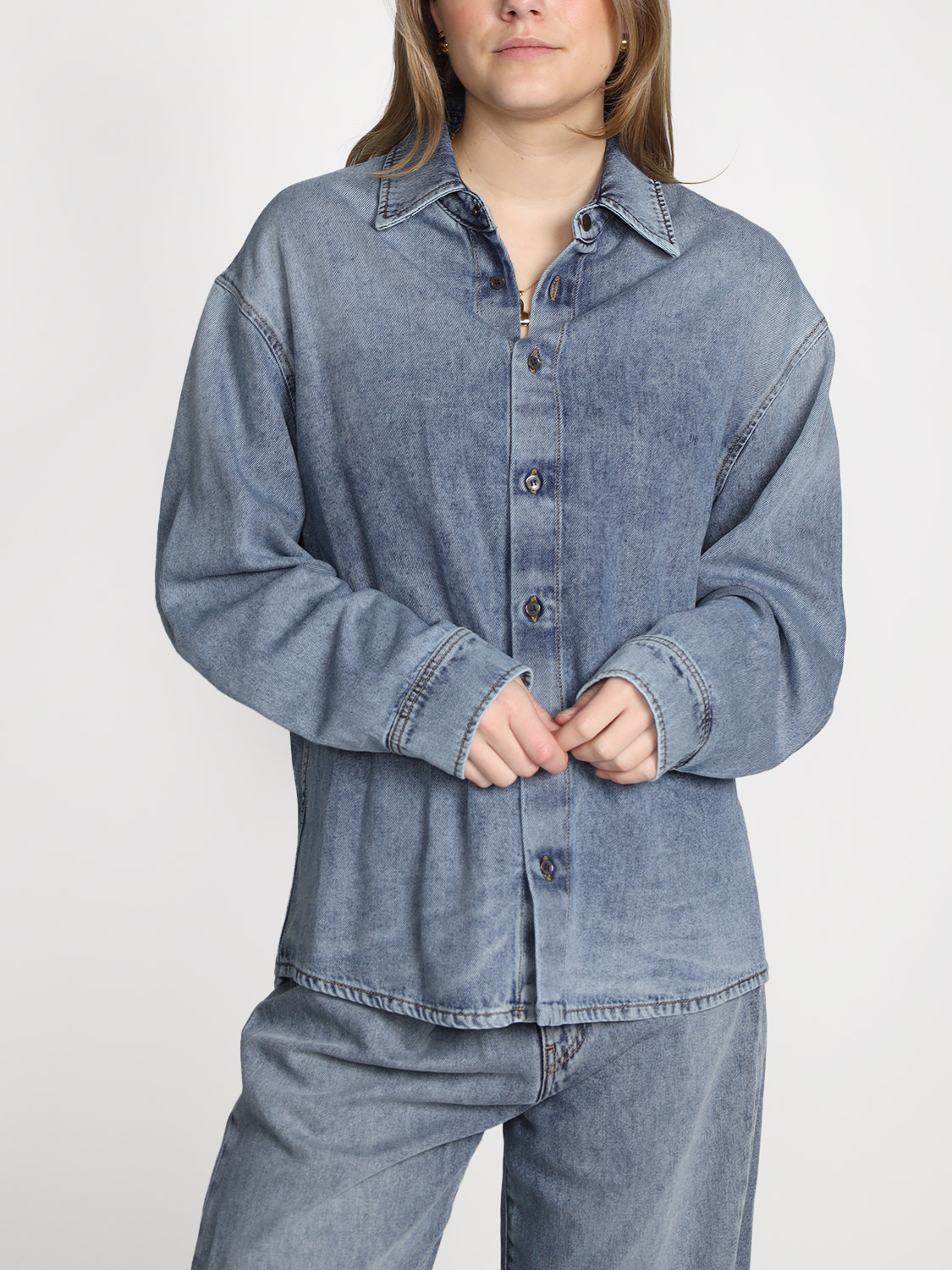 Darkpark Kenau - Oversized Denim-Bluse blue S