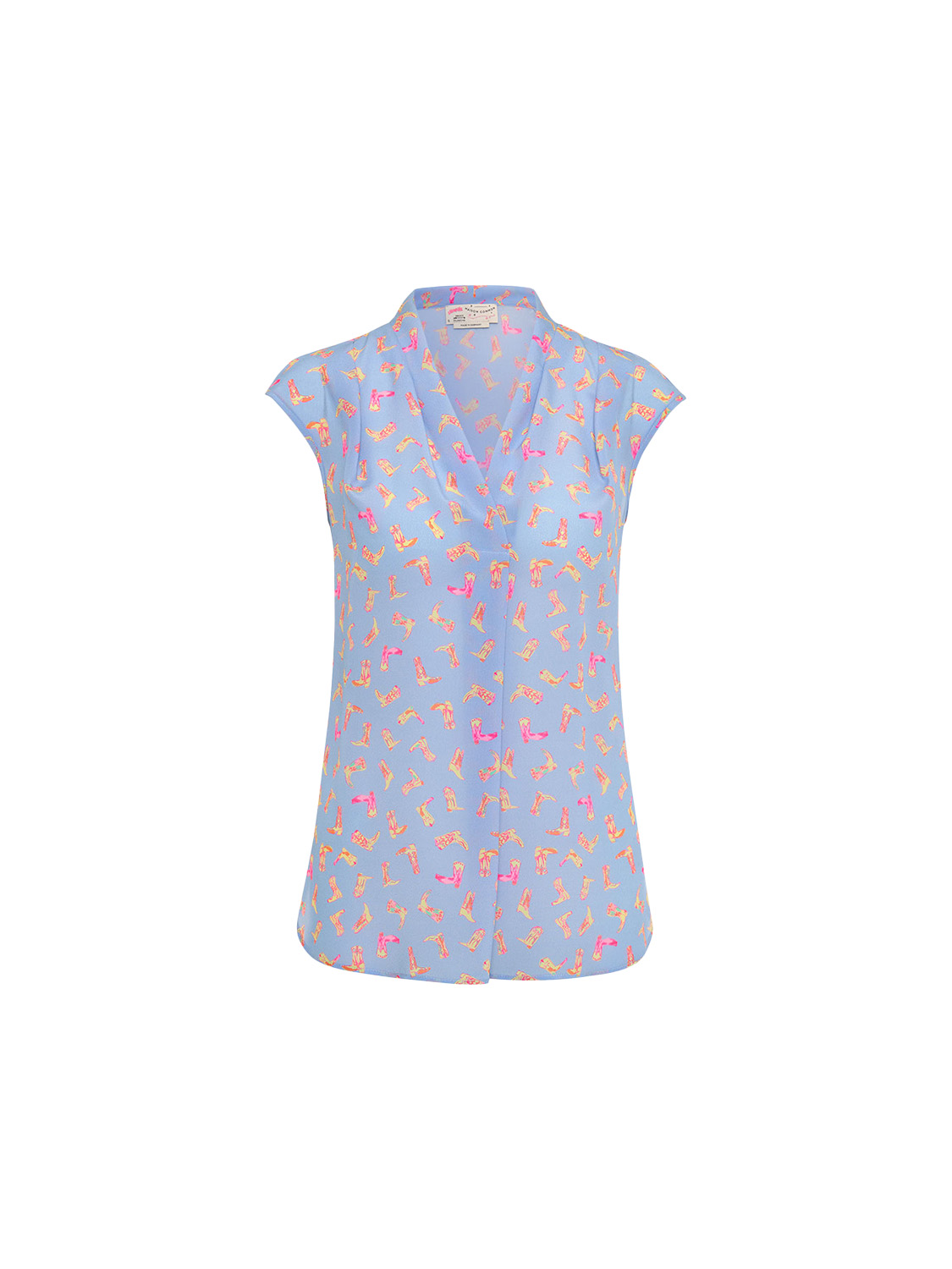 Maison Common Sleeveless blouse with boot print design  hellblau 36