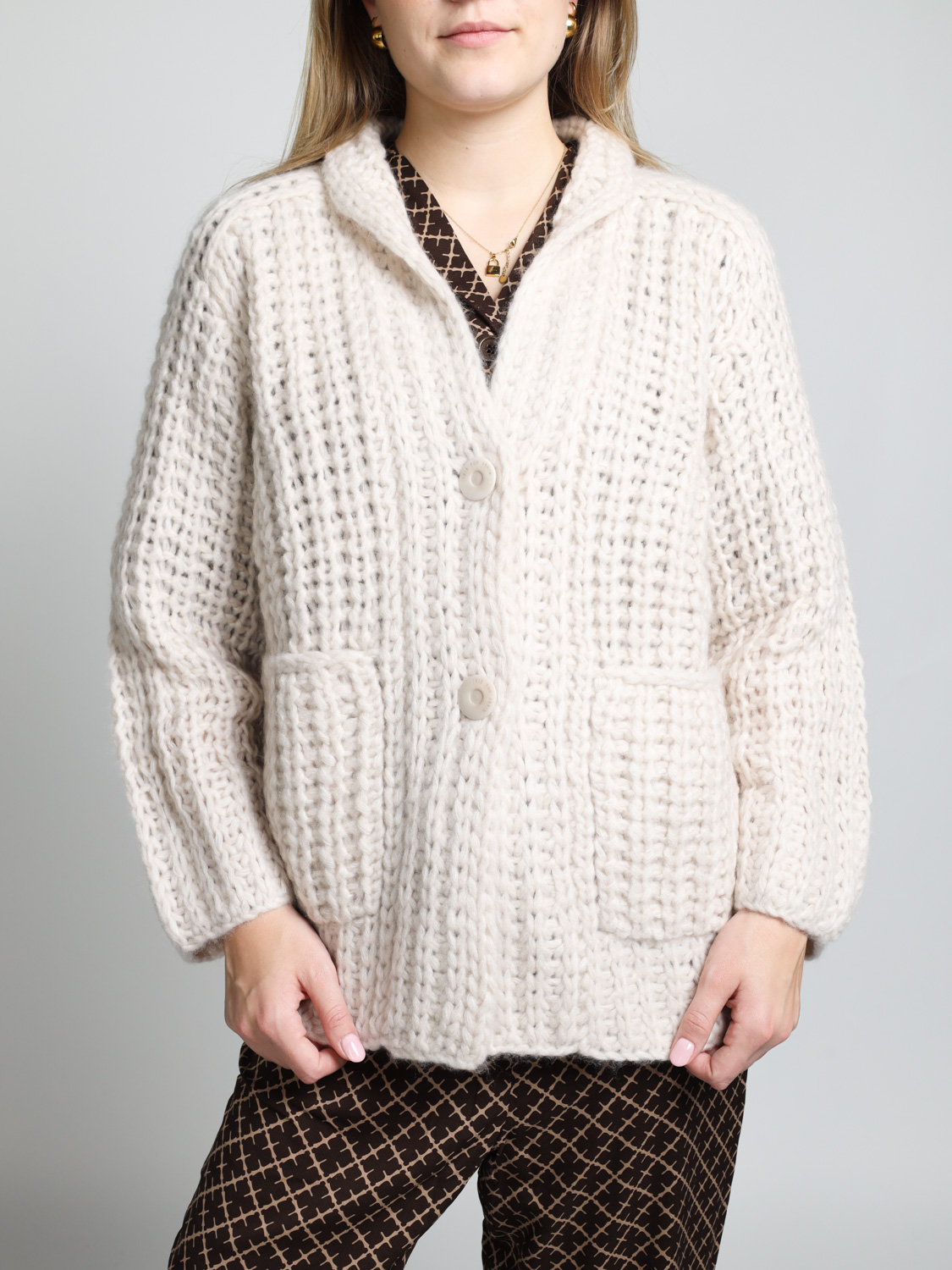 Iris von Arnim Viola – Grobstrick Cardigan   beige XS/S