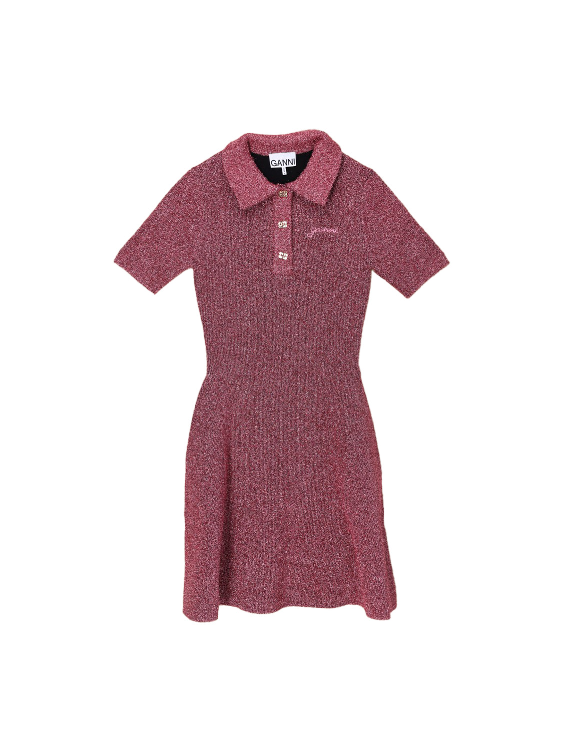 Ganni Mini dress with glittering threads  pink S