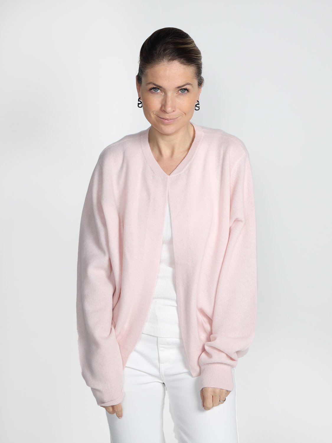 Frenckenberger Mini Bomber - Cardigan in cashmere  rosa XS