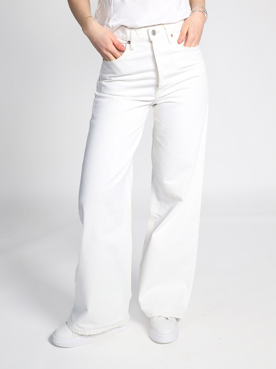 Agolde Dame Jean – High Rise Trousers  white 25