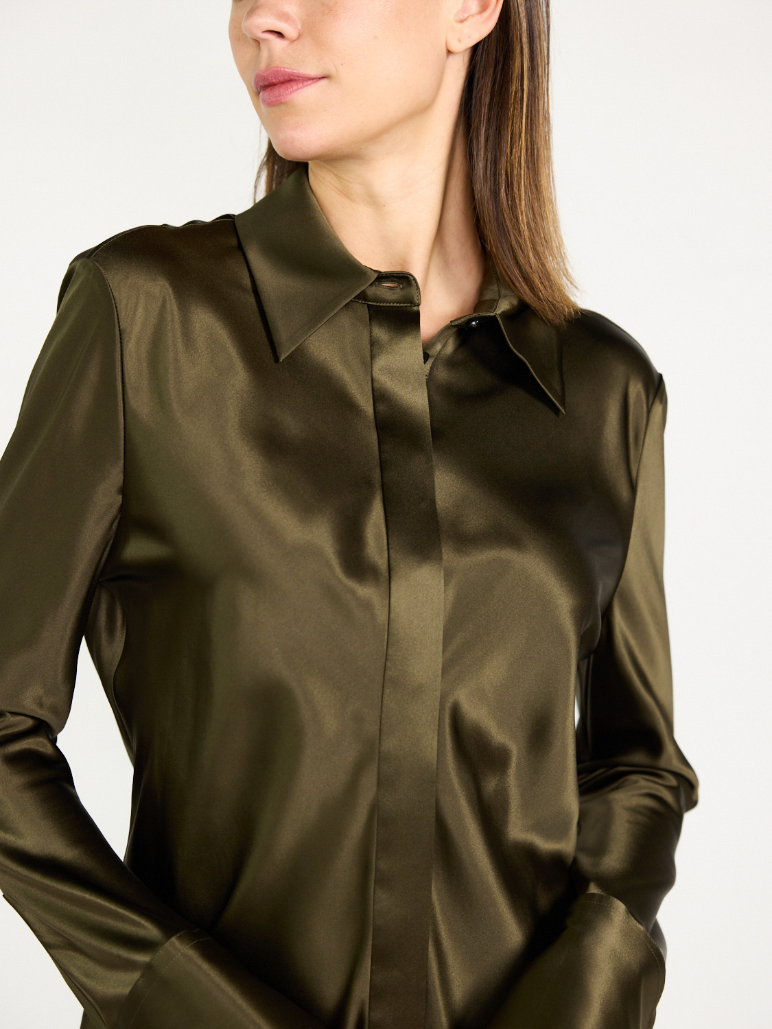 Joseph Brunel – Silk satin blouse  khaki 40