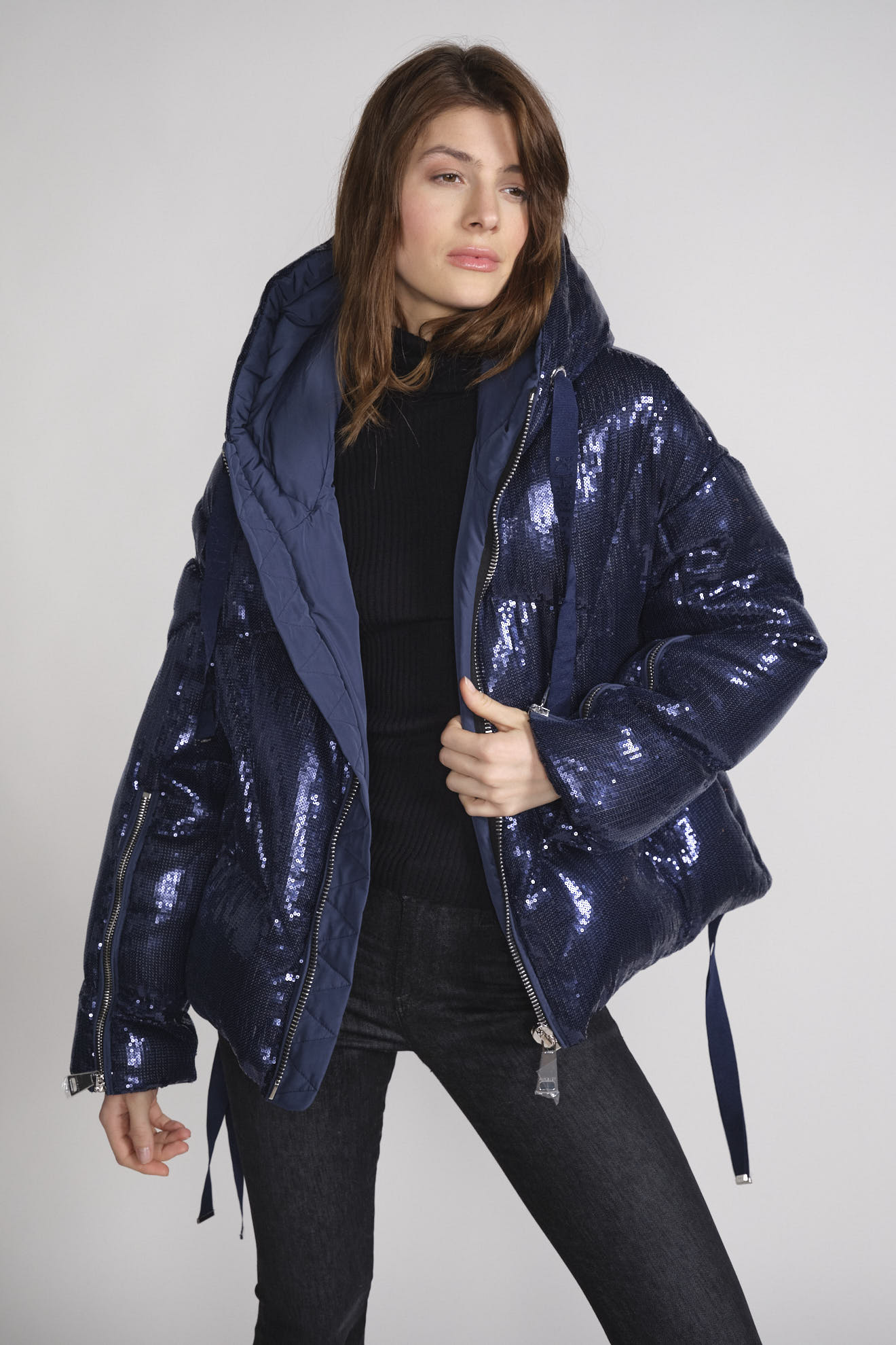 Puff Khris Iconic Shiny Pailletes Puffer jacket with sequins S M JAC12889WSM