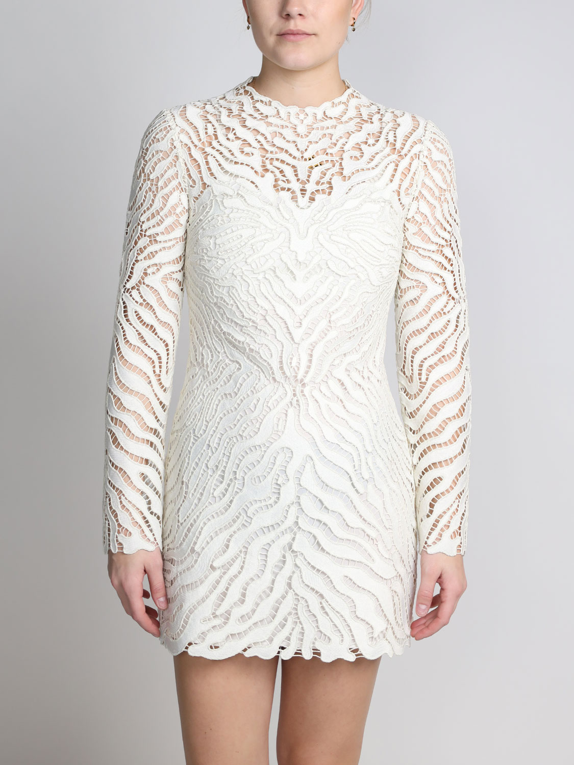 Simkhai Charis mini dress with ajour knit pattern  white S