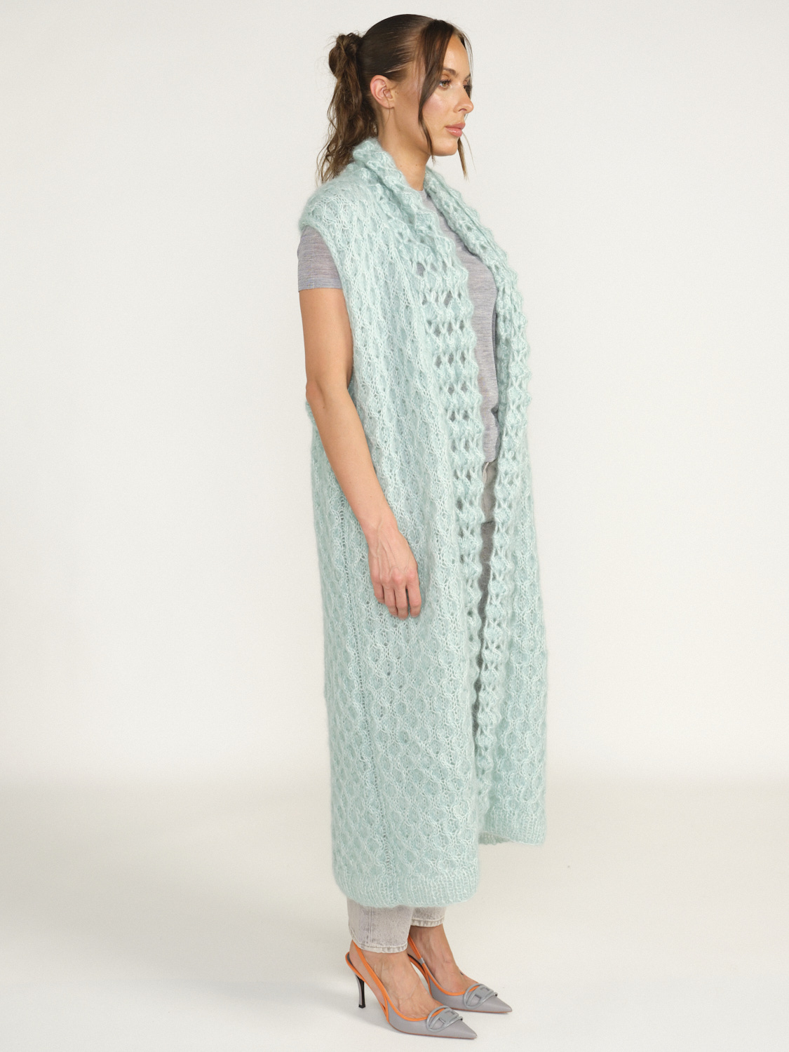 Letanne Gia - knitted vest in silk-mohair blend mint One