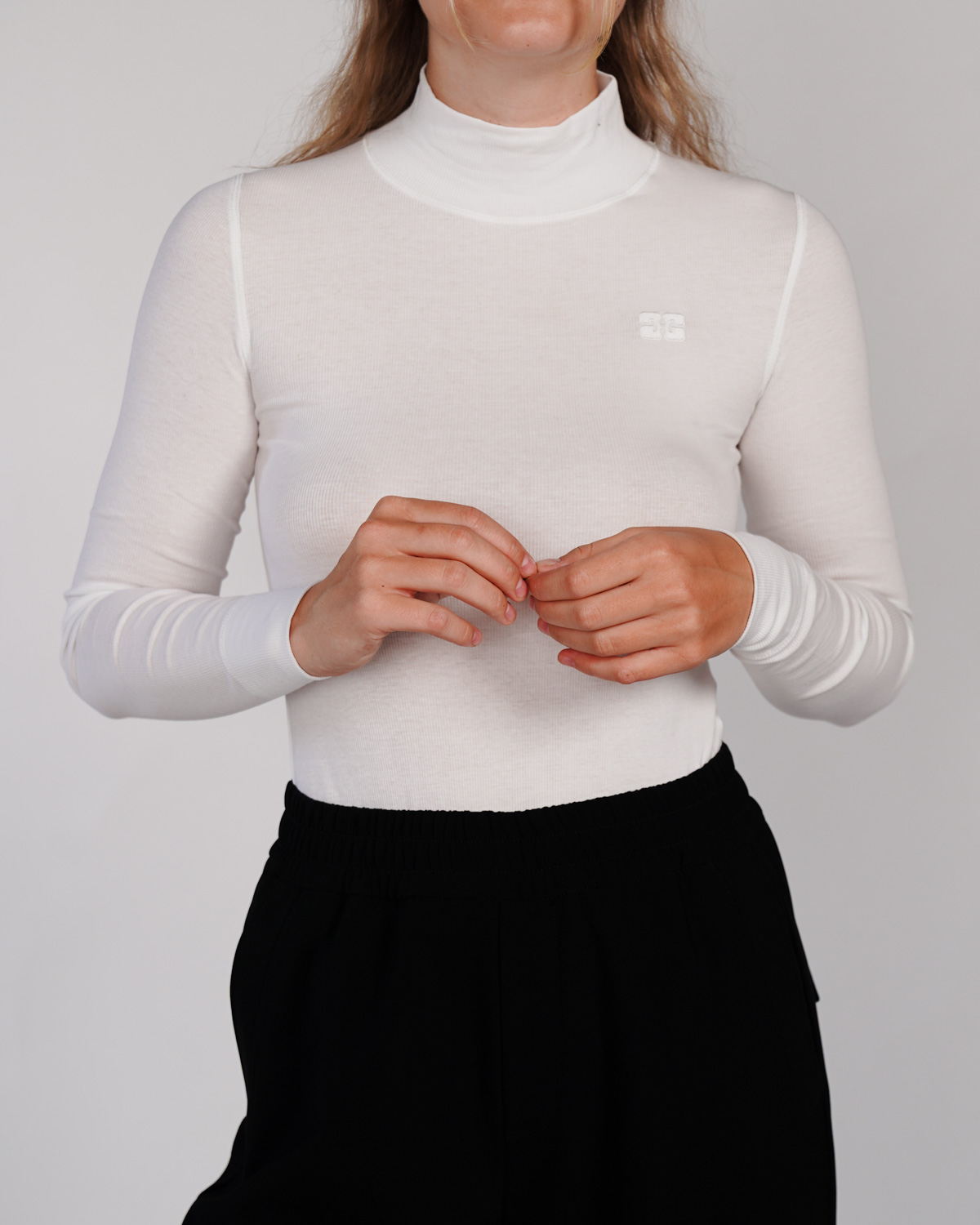 Ganni Baumwoll-Longsleeve weiß XS