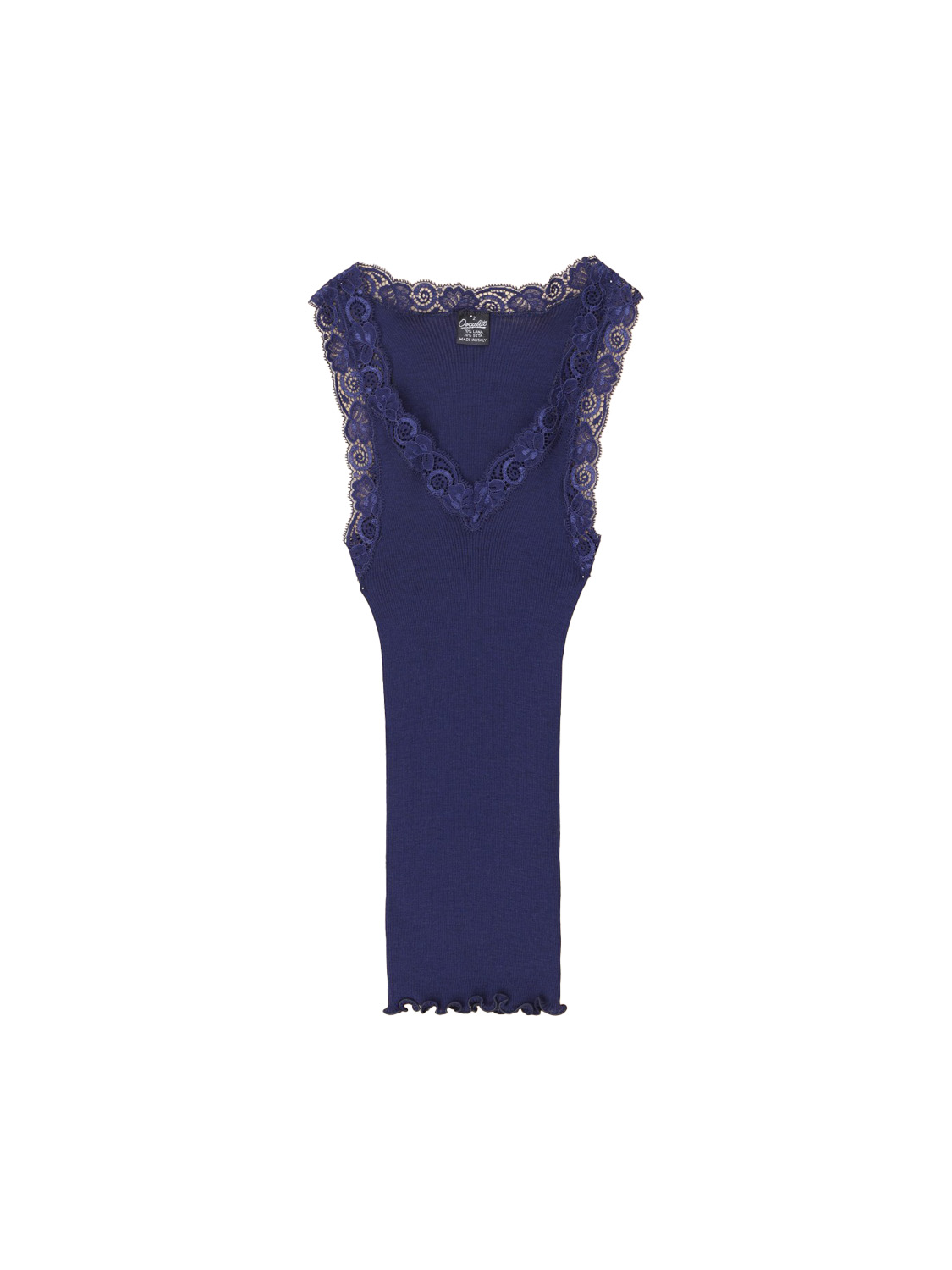 Oscalito Top made of wool and silk mix with lace details  marine S