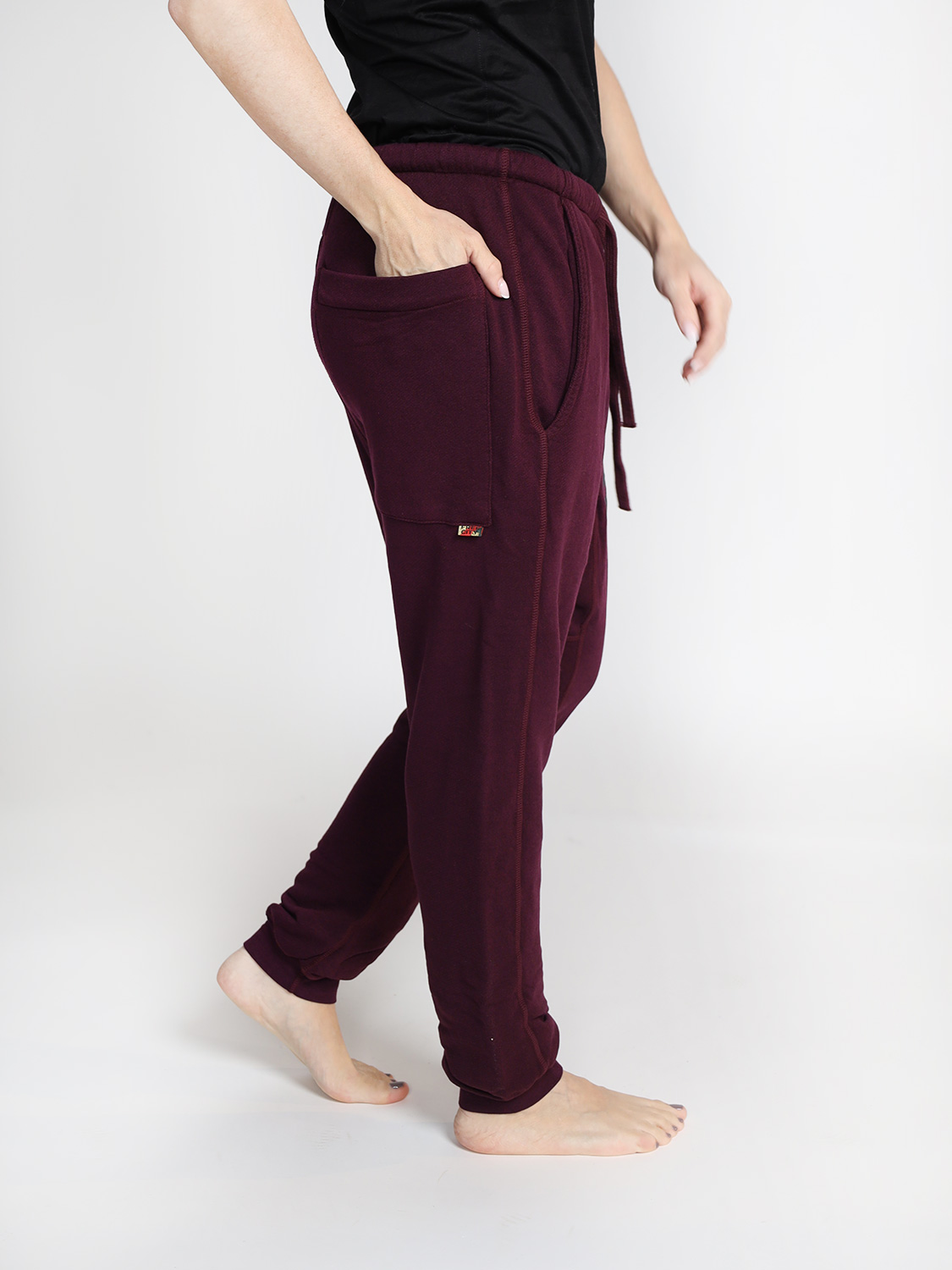 Free City Superfluff - Jogging trousers in cotton blend     bordeaux XS