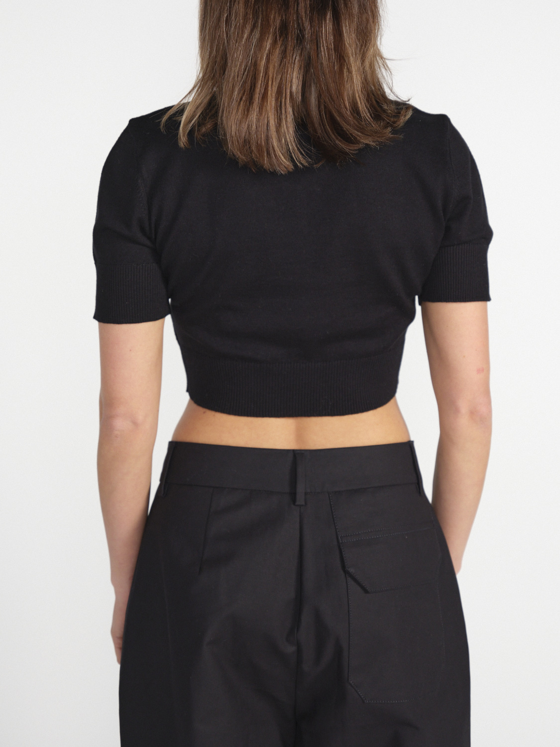 Patou Camicia cropped con stampa logo   nero S