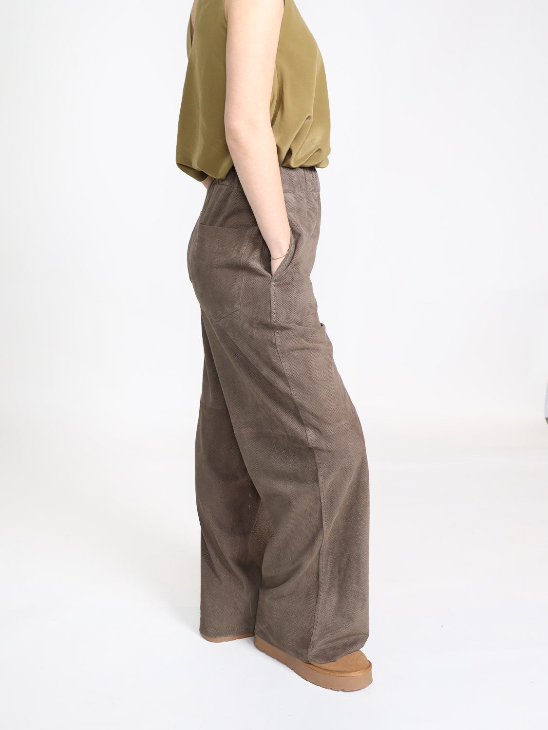 Ghera Studio Jasmine - Hose aus Lammleder taupe 34