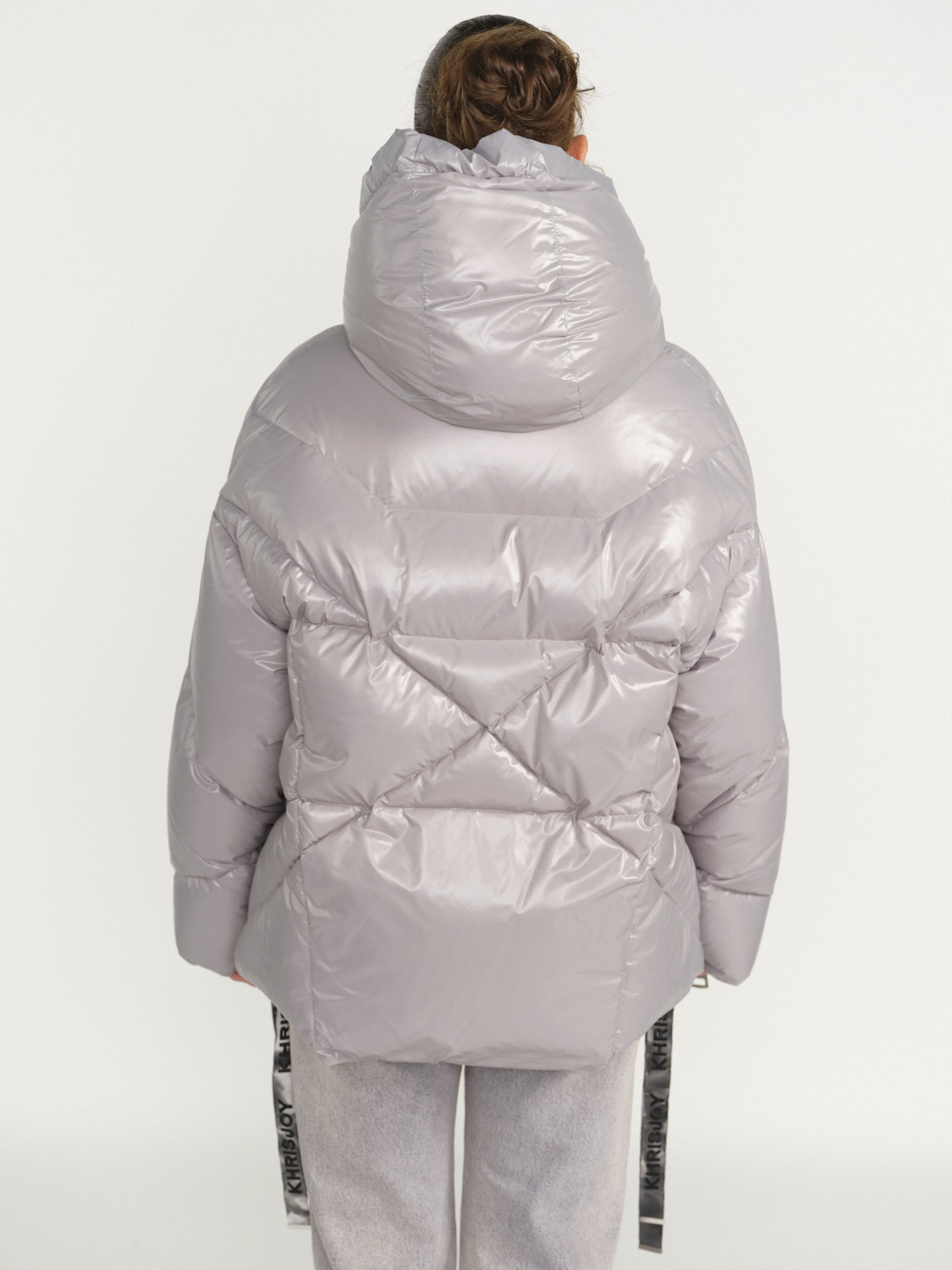 khrisjoy Puff Khris Iconic Shiny - Puffer jacket with hood grey S/M