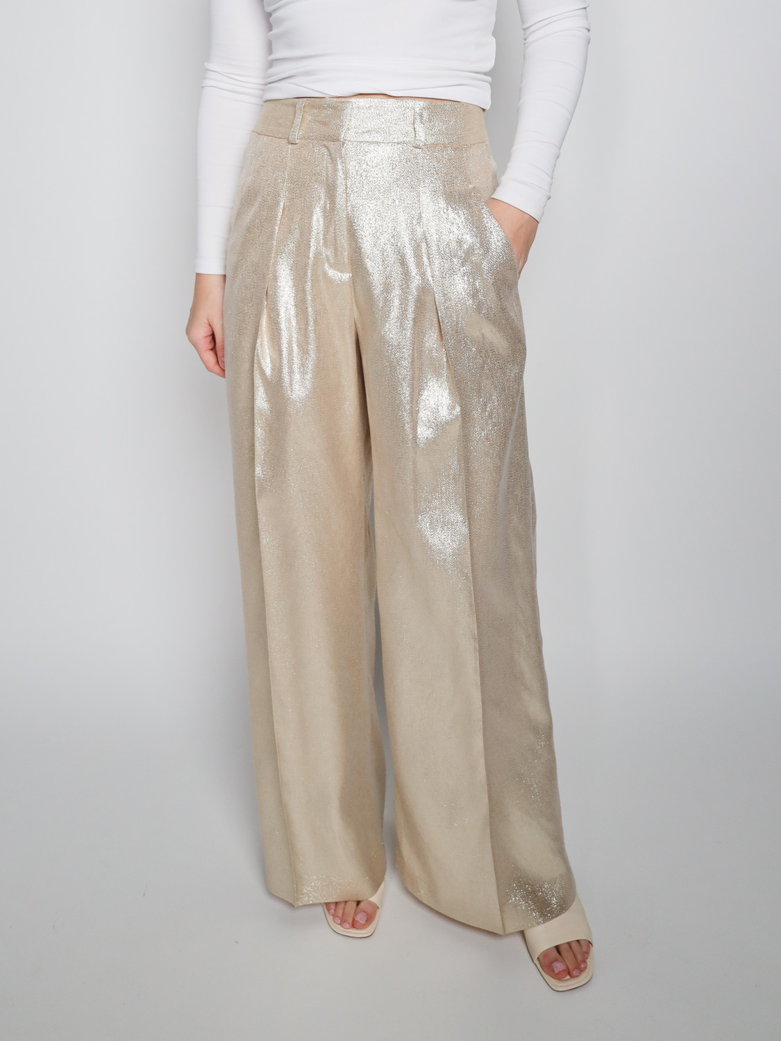 Sly010 Flora – Glitter Wide Leg Pants  creme 38