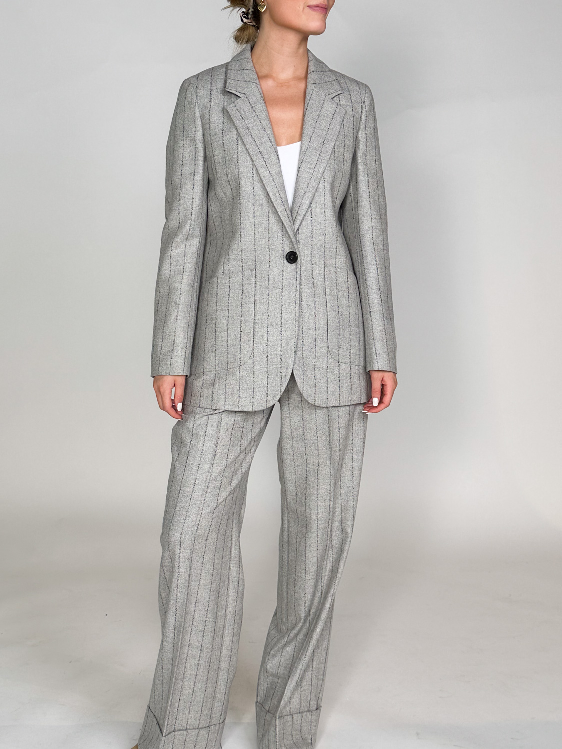 Lorena Antoniazzi Klassischer Blazer aus Schurwolle	  grigio 34