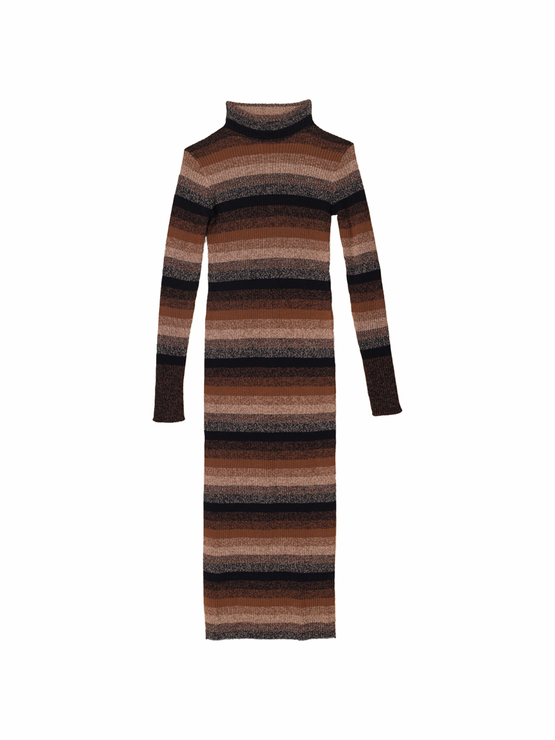 Roberto Collina Abito Lupetto – striped merino wool dress  brown M