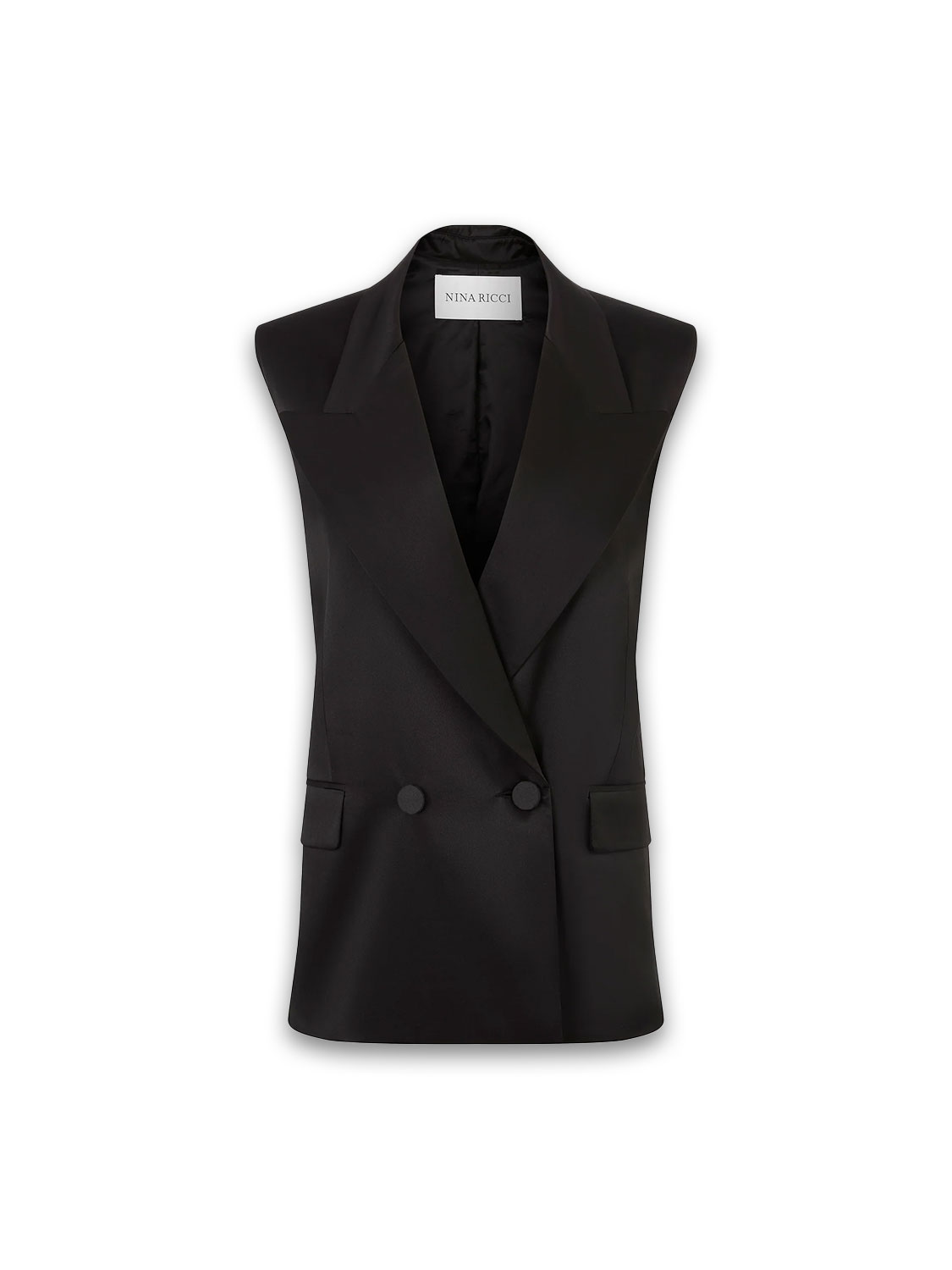 Sleeveless blazer in satin 