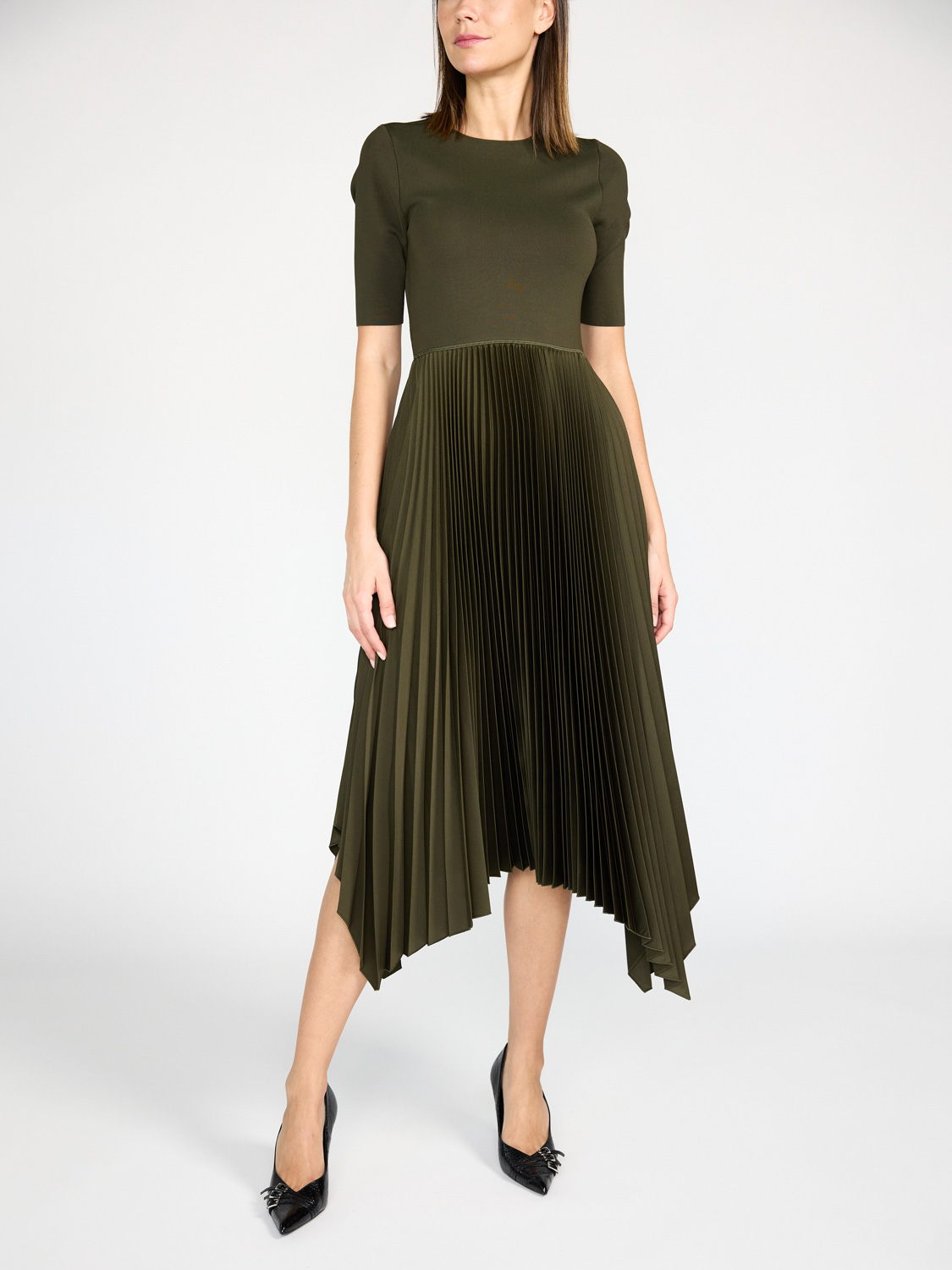 Joseph Darno – Plissiertes Maxikleid  khaki 36