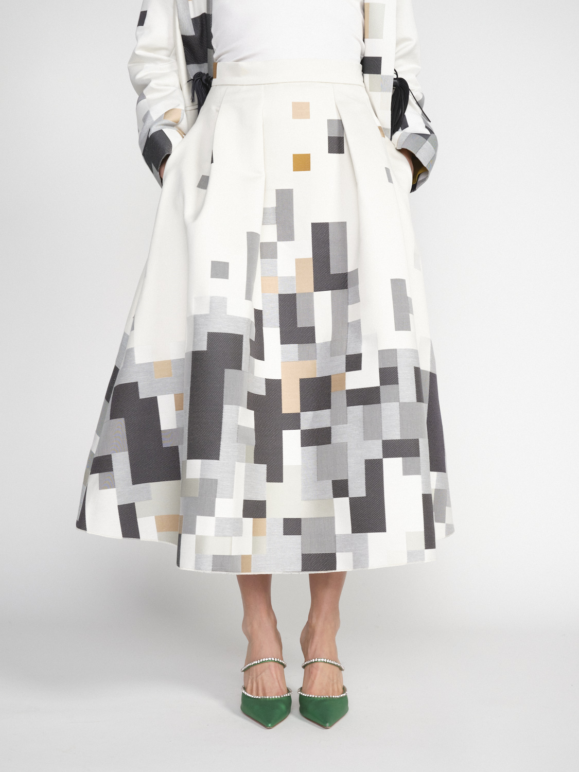 Antonia Zander Yacy flared skirt with graphic pattern  creme XS