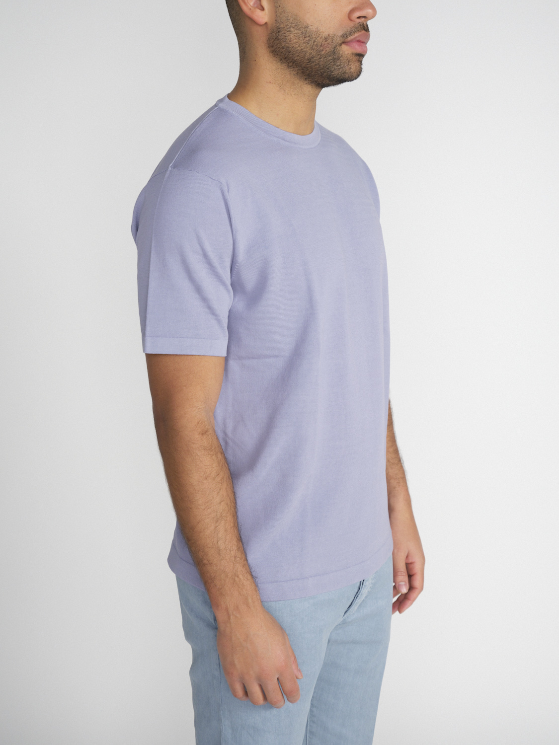 Dondup Loose, rib-knit cotton T-shirt  purple 52