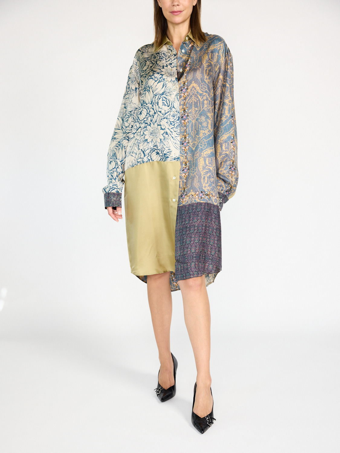 Pierre Louis Mascia Printed long-sleeved silk shirt  multi M