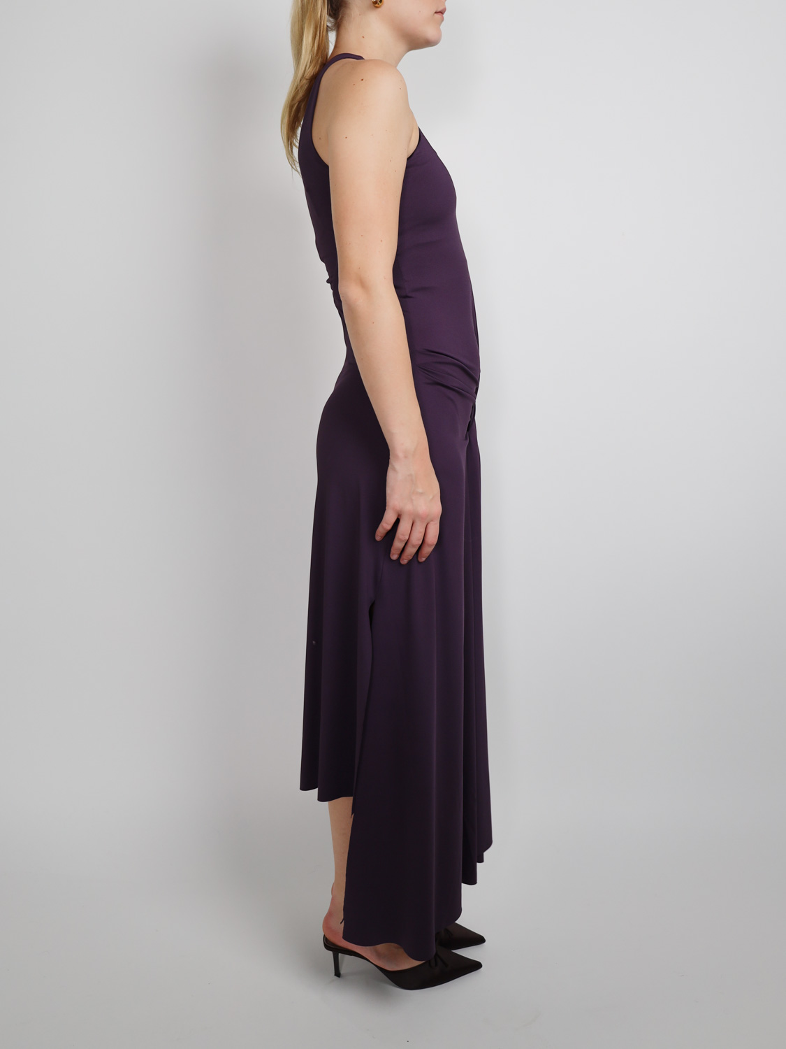 Victoria Beckham Sleeveless Drape Front - Stretchy maxi dress   purple 34