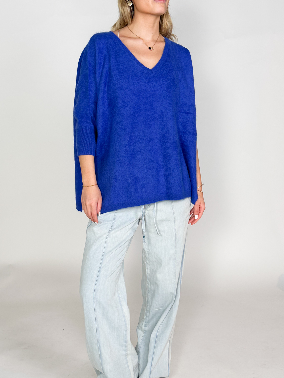 Kujten Minie – Pullover aus Cashmere	  blu Taglia unica