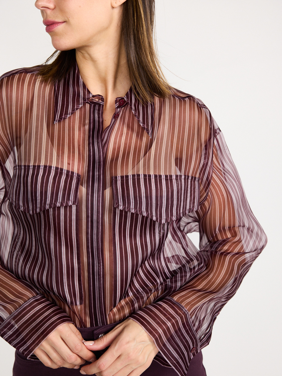 Dorothee Schumacher Transparent stripe Blouse  bordeaux S