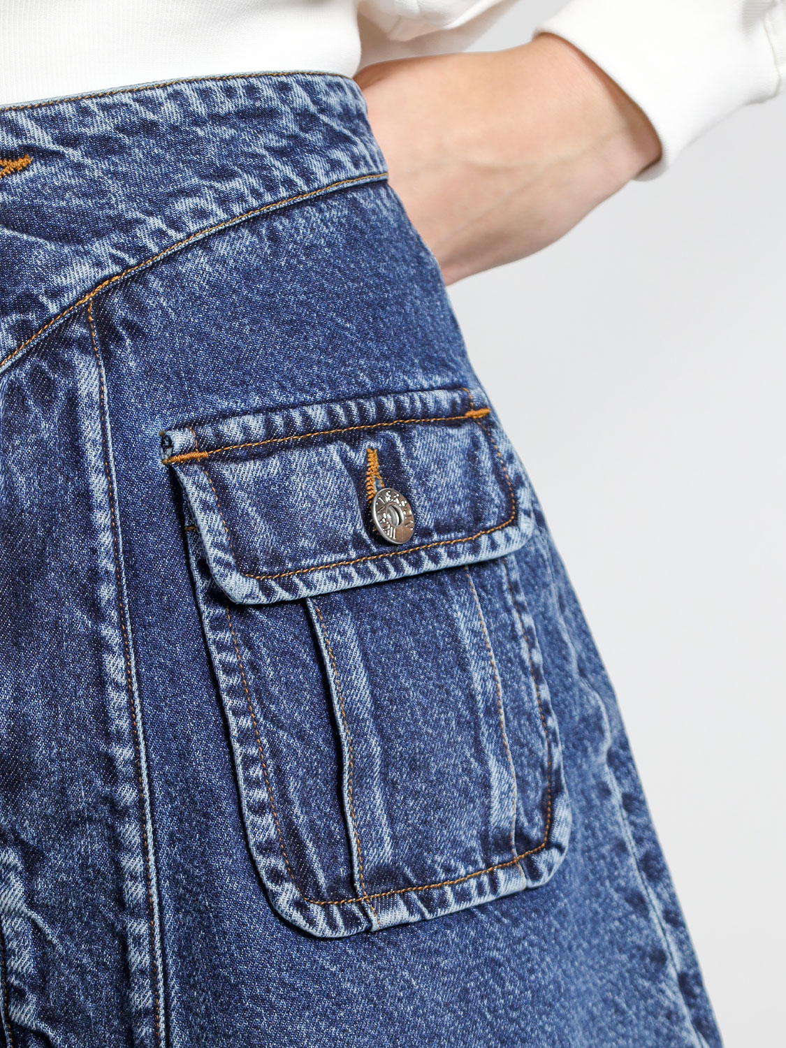 JW Anderson Denim mini skirt with patch pockets  36 blue