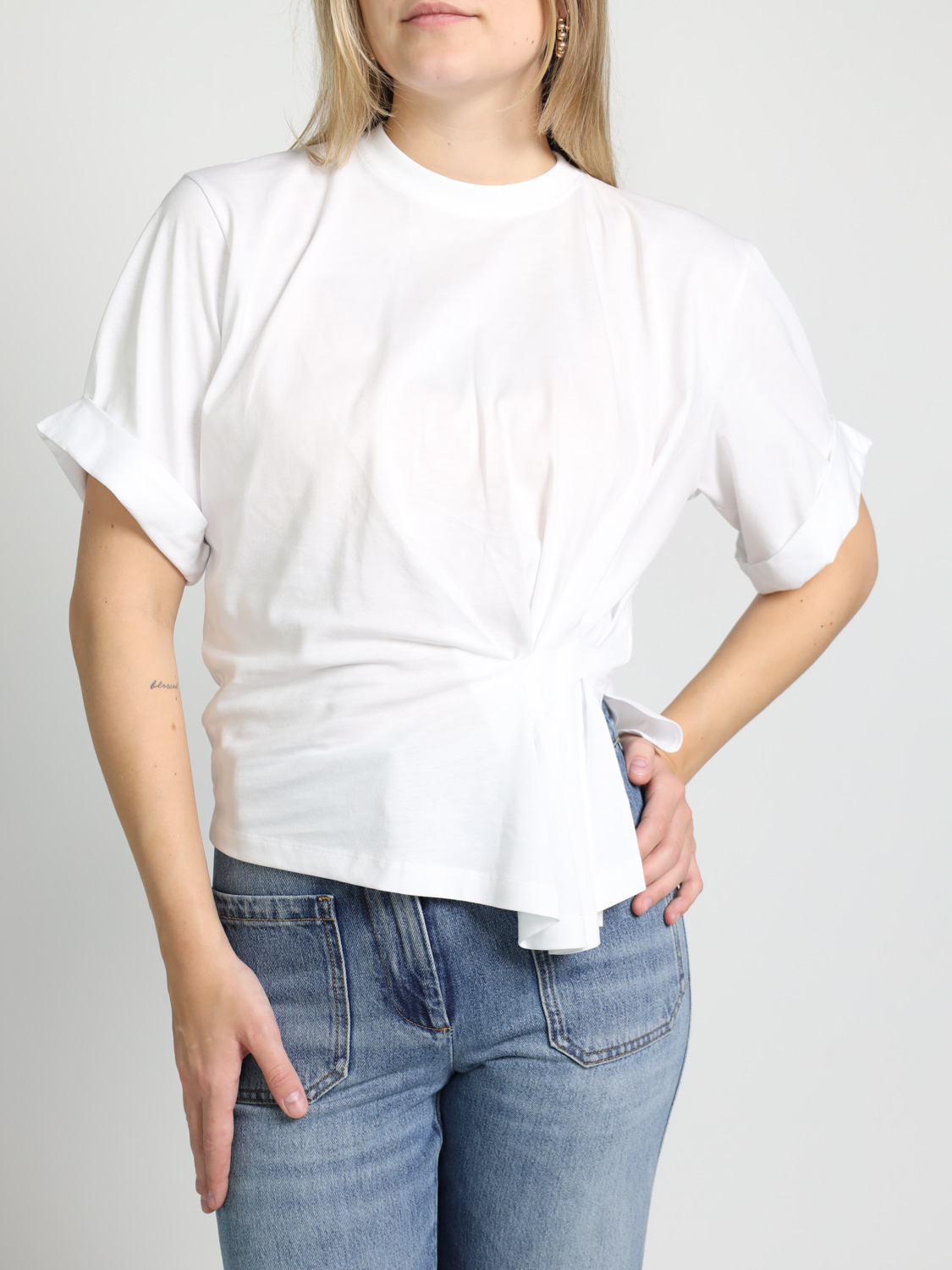 Victoria Beckham Gathered Tee – T-shirt with a draped section  white XS