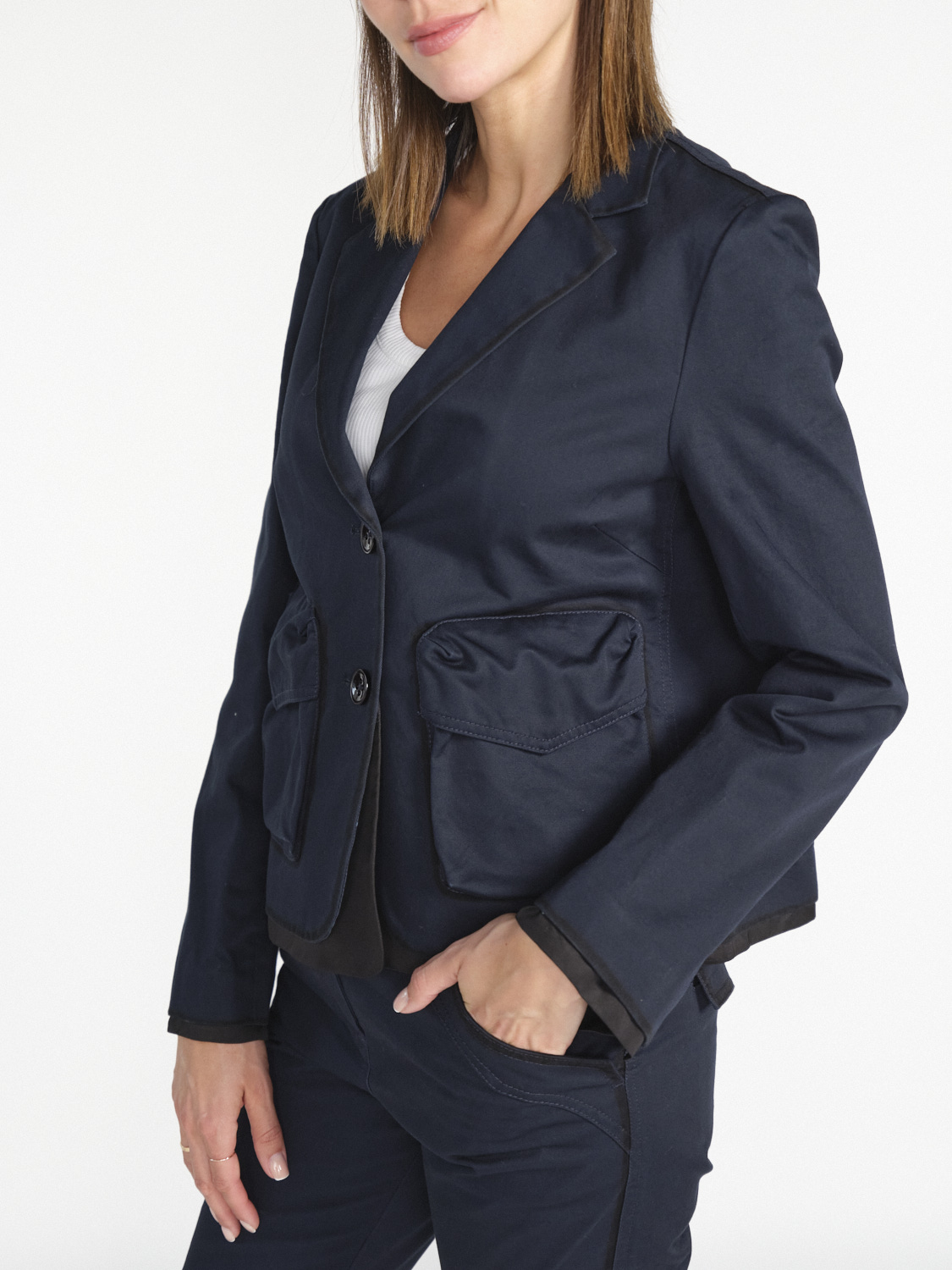 Dorothee Schumacher Perfect Match Jacket -  Kurzer Blazer aus Baumwolle   marine XS