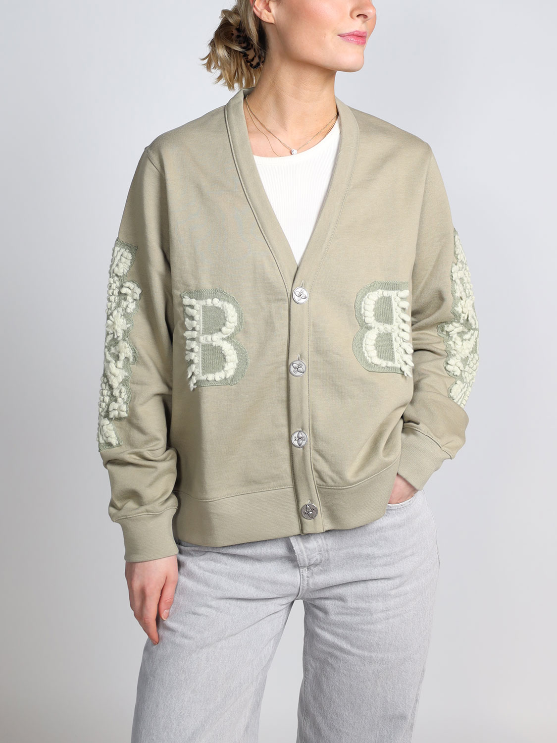 Barrie Cashmere Cardigan with Logo green S