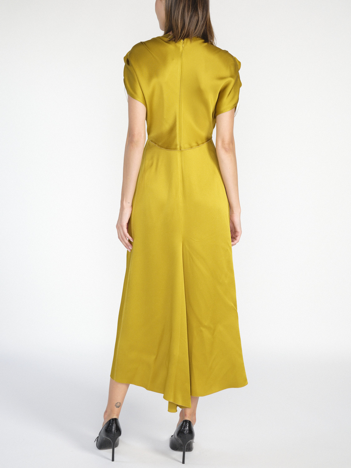 Victoria Beckham Midi dress made of satin silk crepe  gold 36