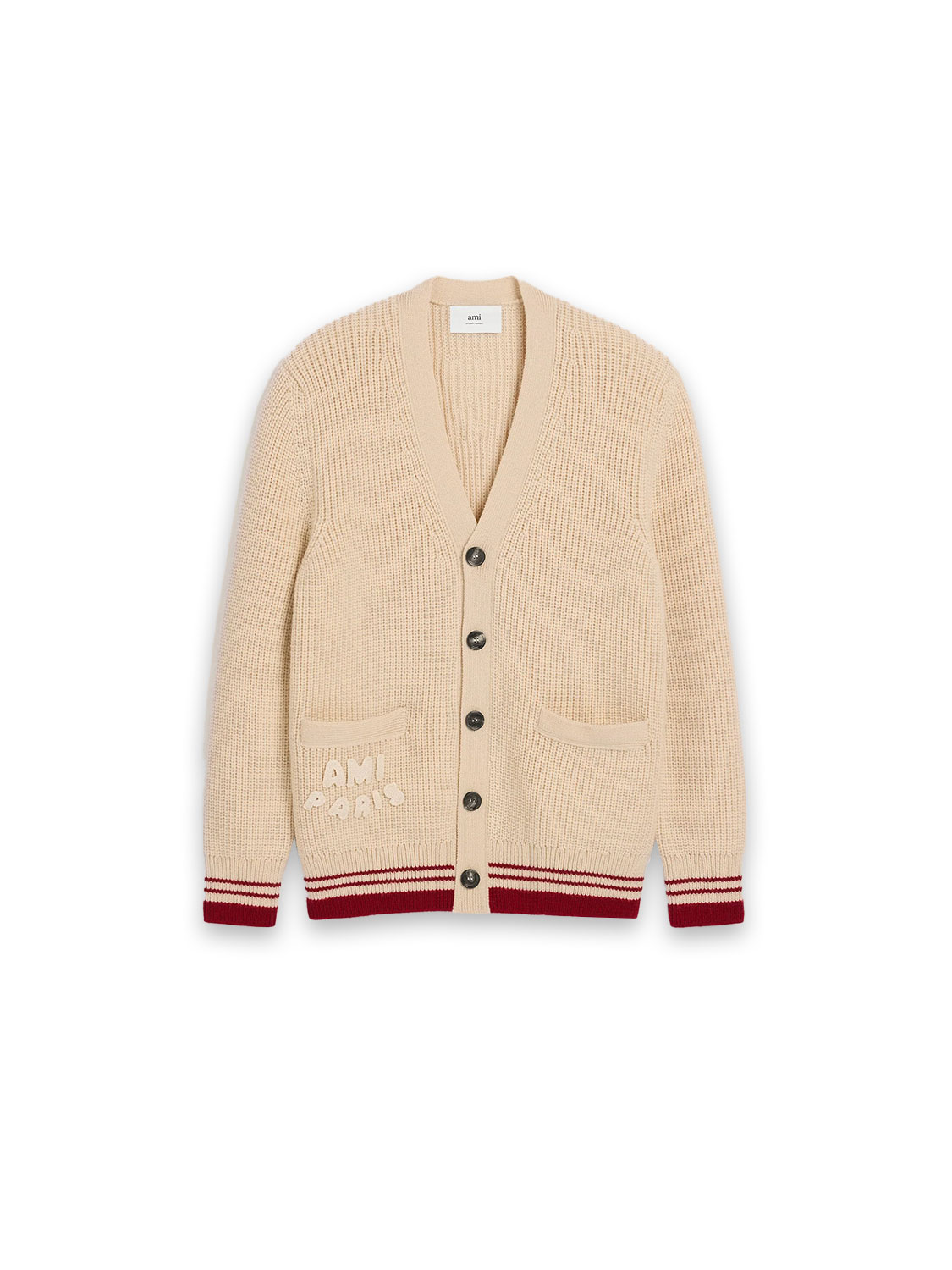 Ribbed cardigan with logo details