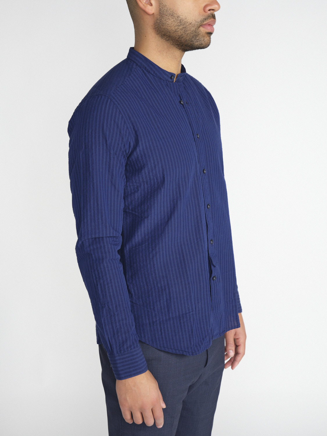 Tintoria Mattei 954 Cotton and linen shirt  marine 40