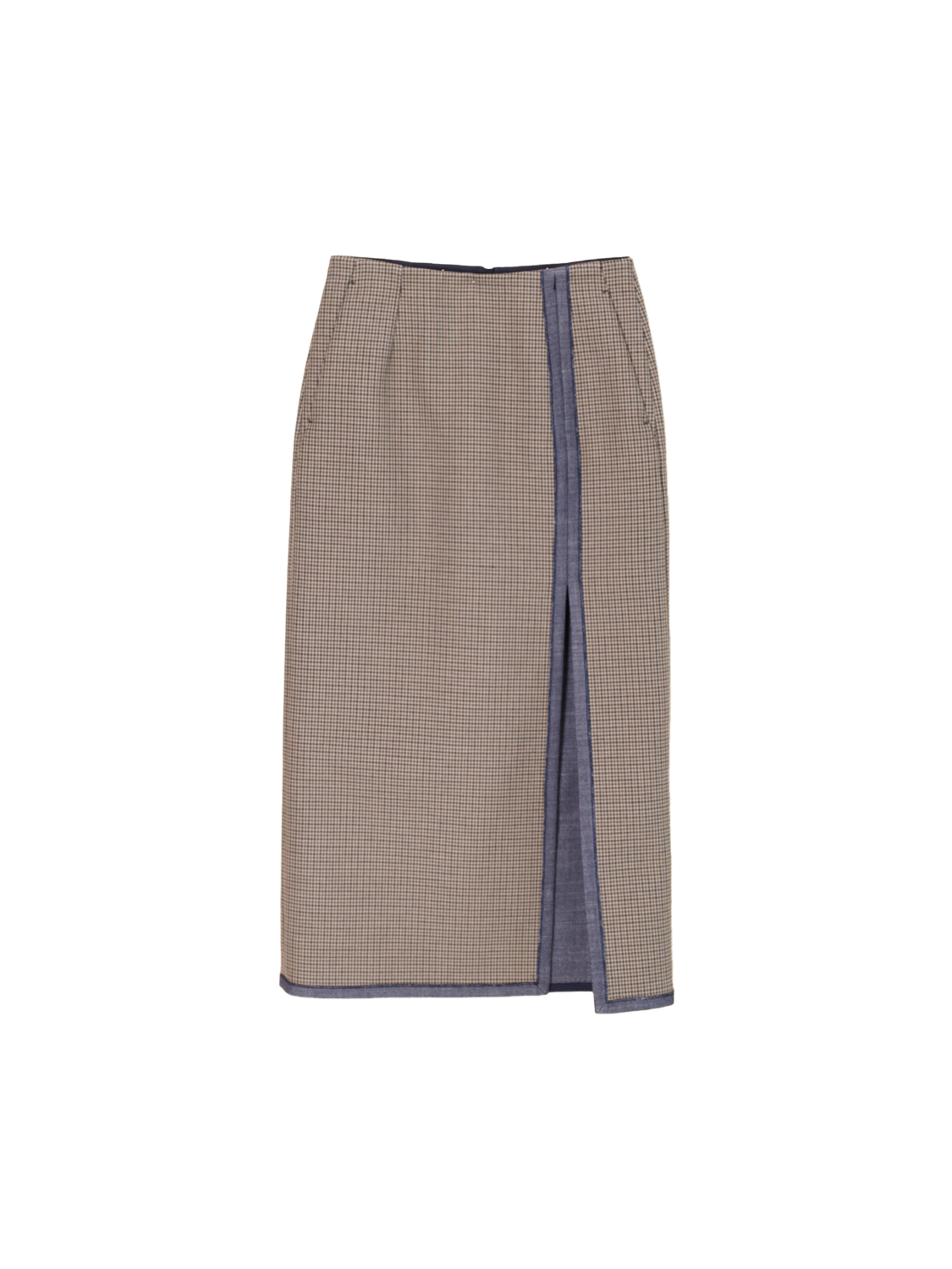 Odeeh Checked skirt with side slit  brown 34