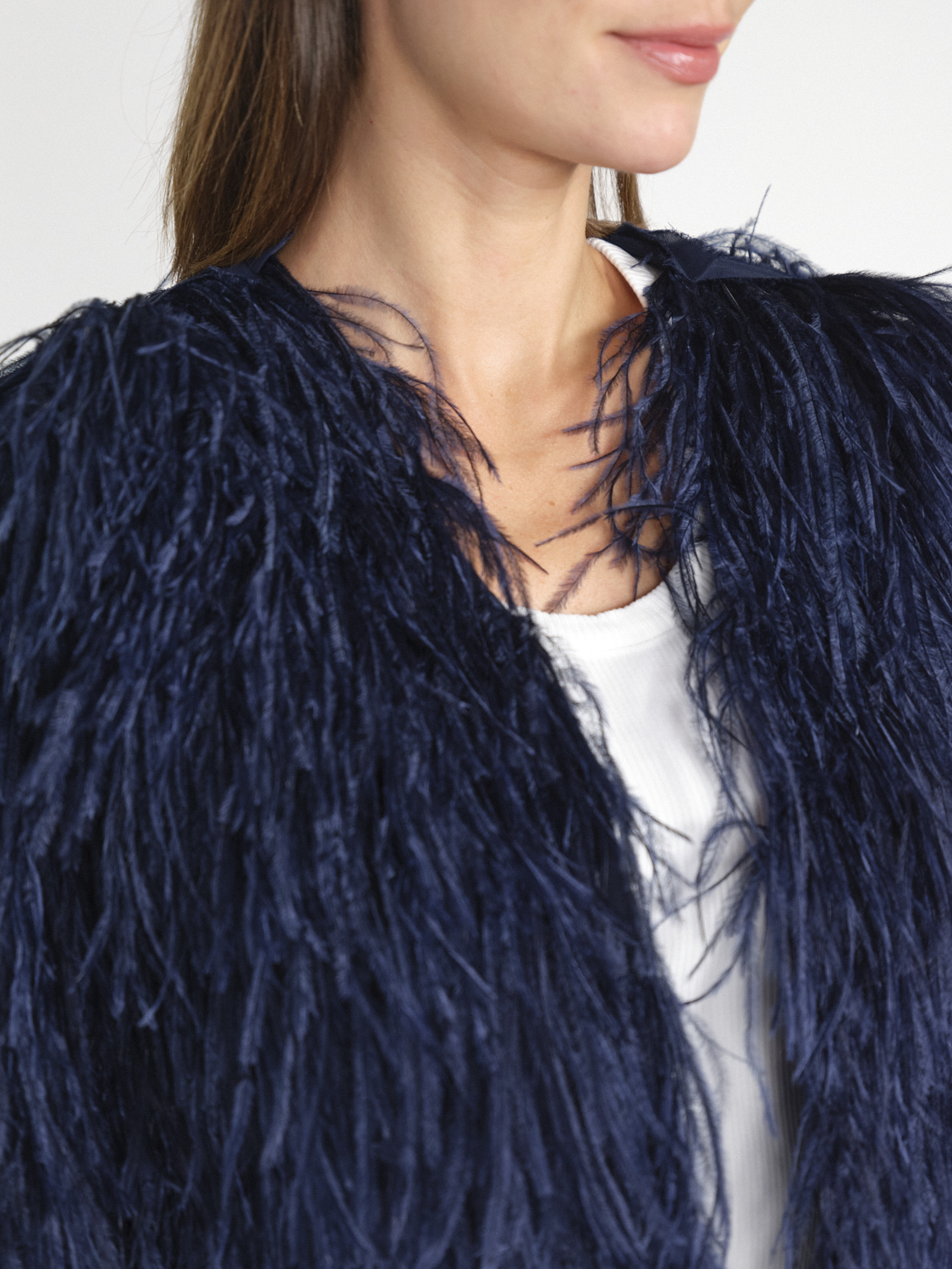 Dorothee Schumacher Feathery Volume - Short jacket with feathers  marine XS