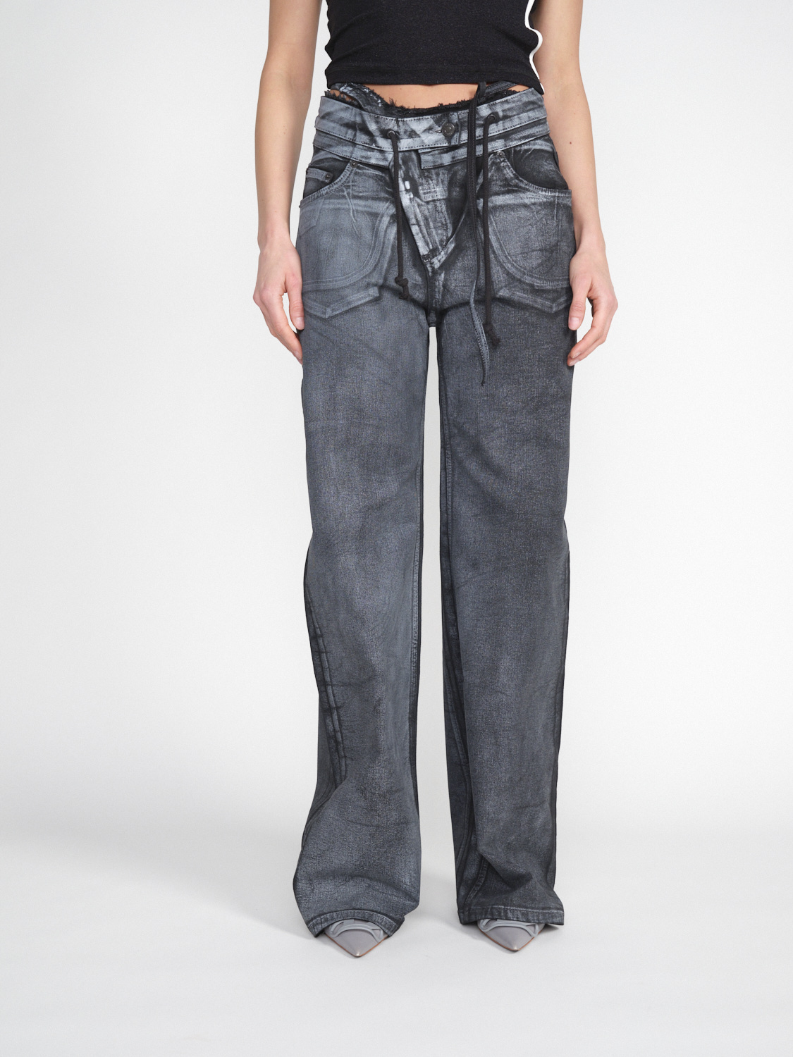 Ottolinger Double Fold – Oversized Jeans aus Baumwoll-Mix grau XS