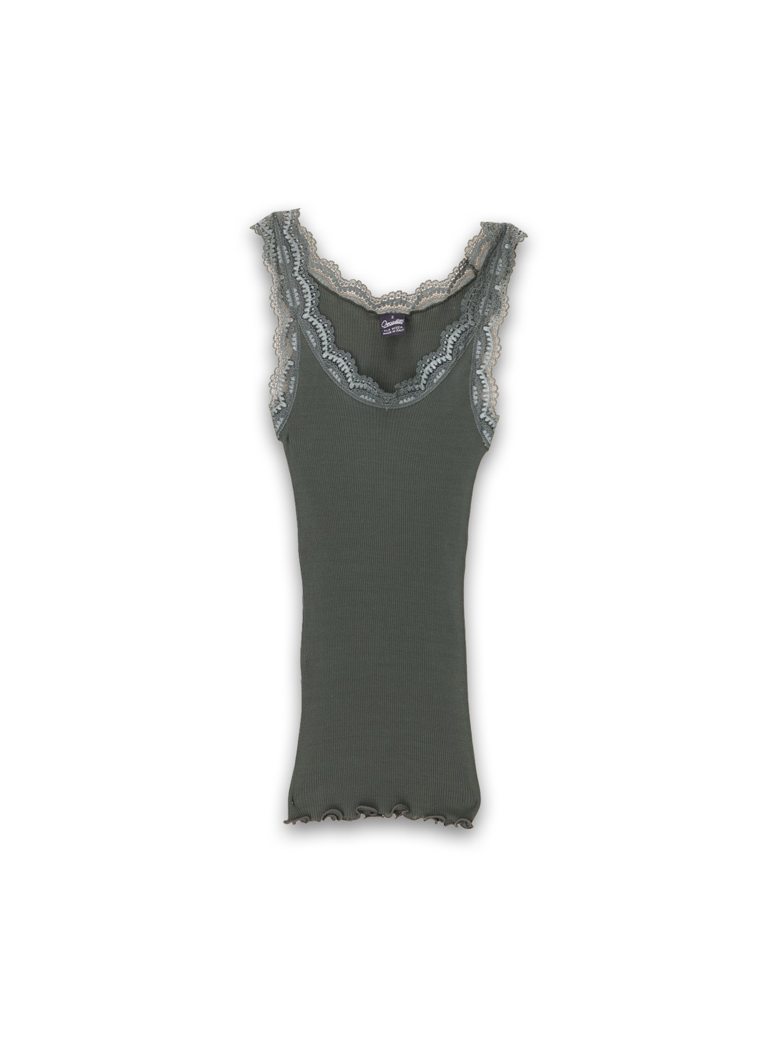 Oscalito Stretchy tank top with Spirtzen details caqui S