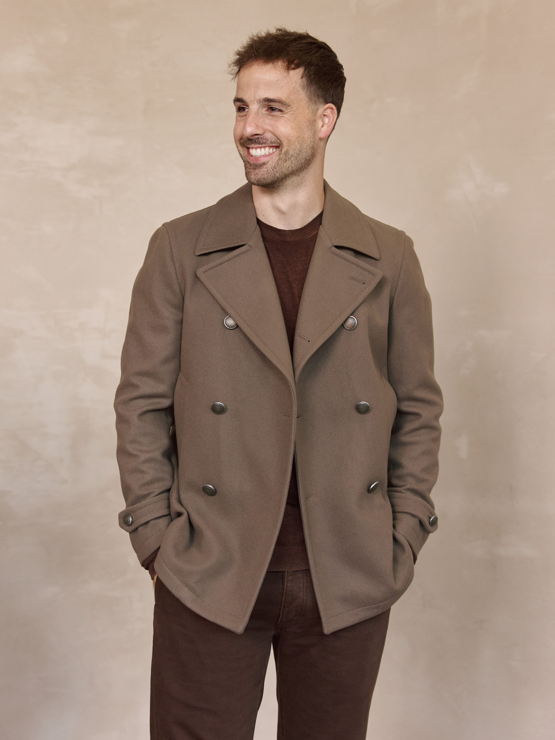 Tagliatore Monaco Jacke mit Knopfleiste  taupe 48