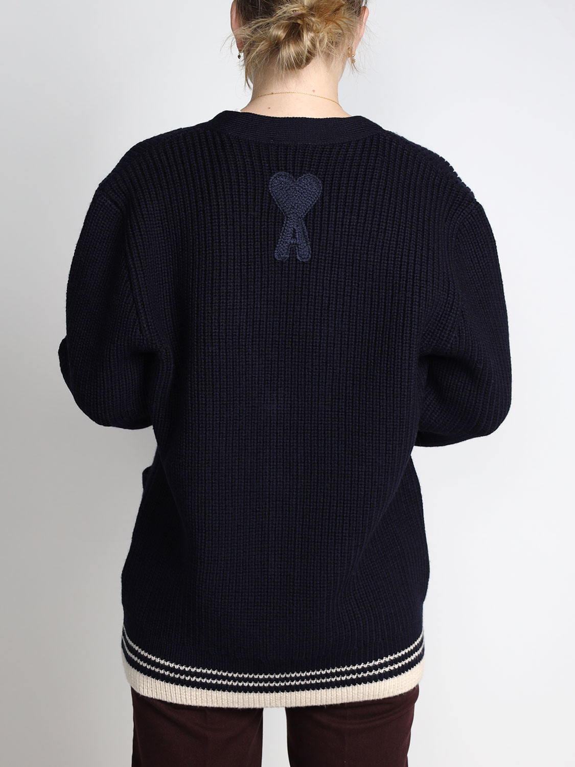 Alexandre Matiussi Ribbed cardigan with logo details  navy S