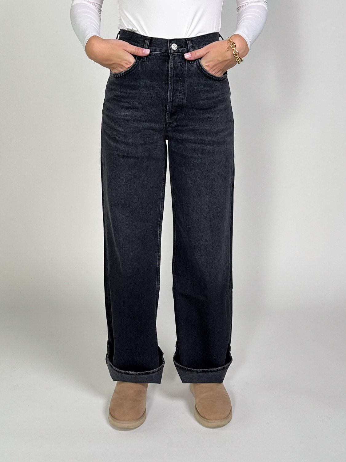 Agolde Dame  – Wide-Leg-Jeans    dunkelgrau 28