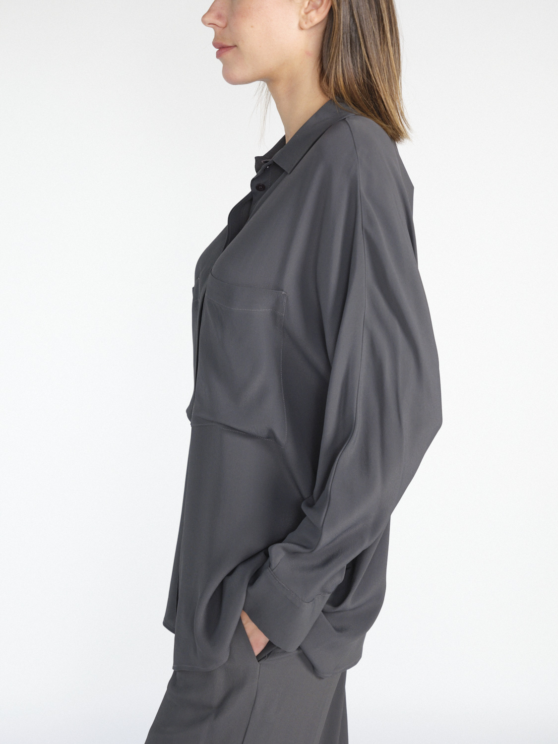 Semicouture Lightweight blouse with breast pockets  grey 34