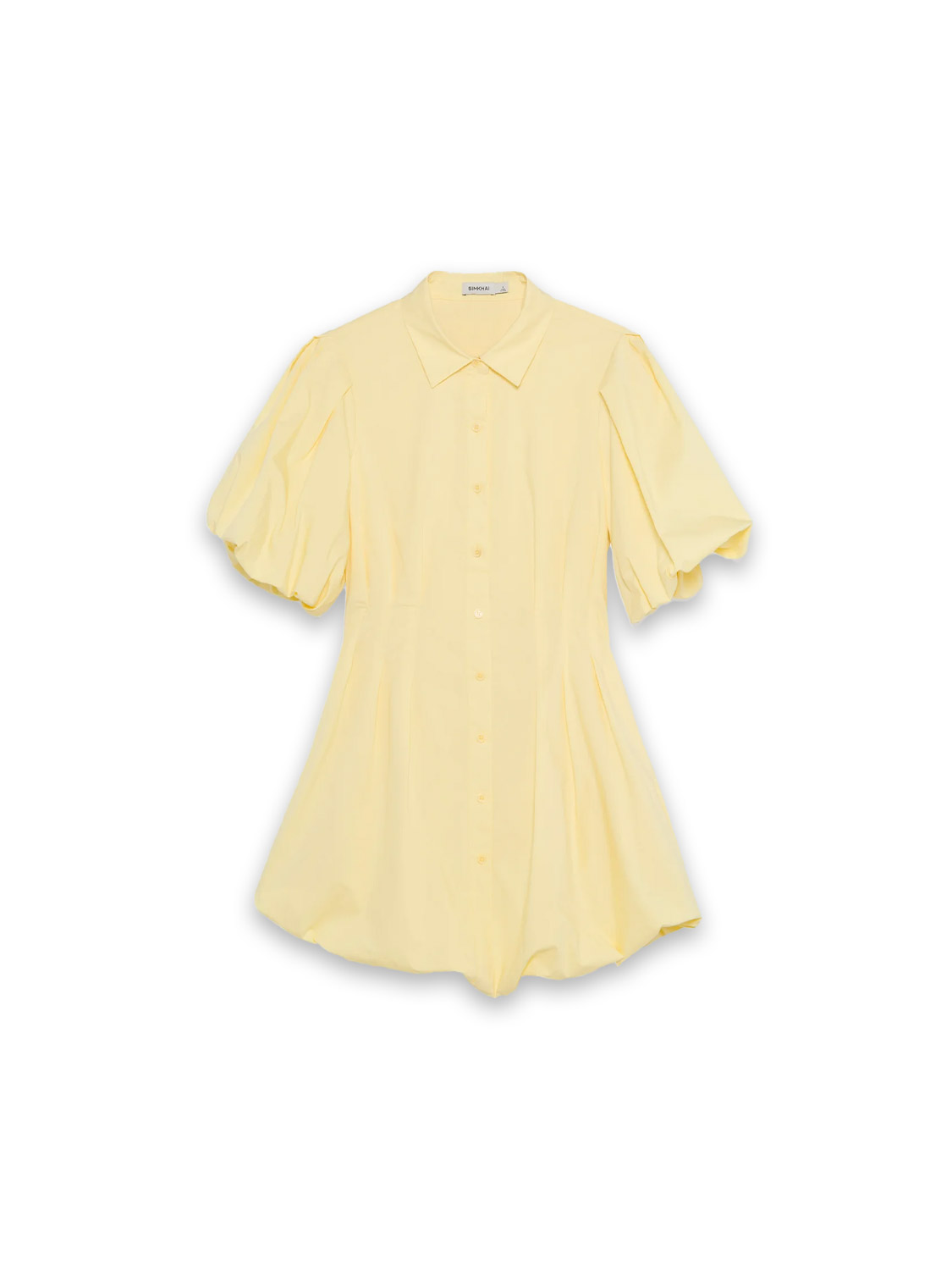 Simkhai Cleo Balloon Pintuck cotton mini dress  36 yellow