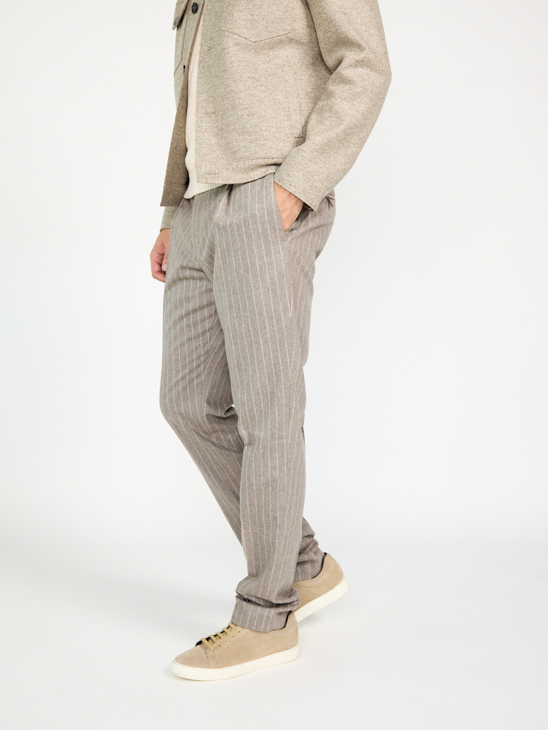 PT Torino Soft fit trousers made from a virgin wool-cashmere mix with pinstripes  beige 52