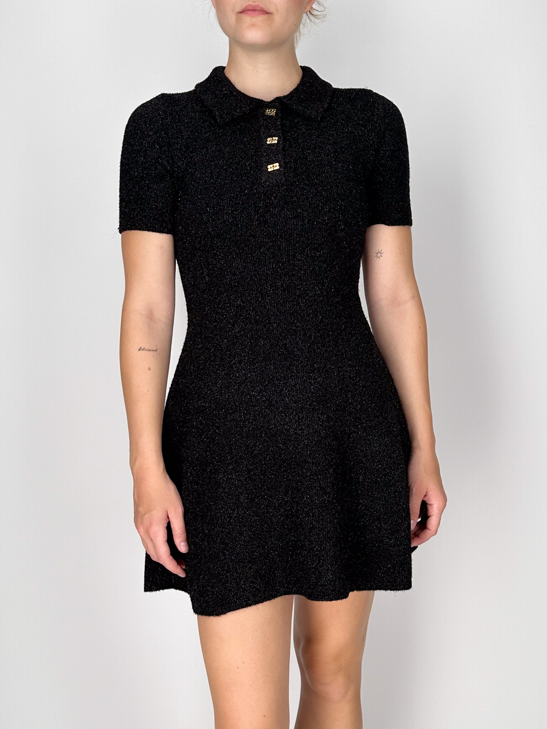 Ganni Mini dress made of double fleece with lurex details black XS