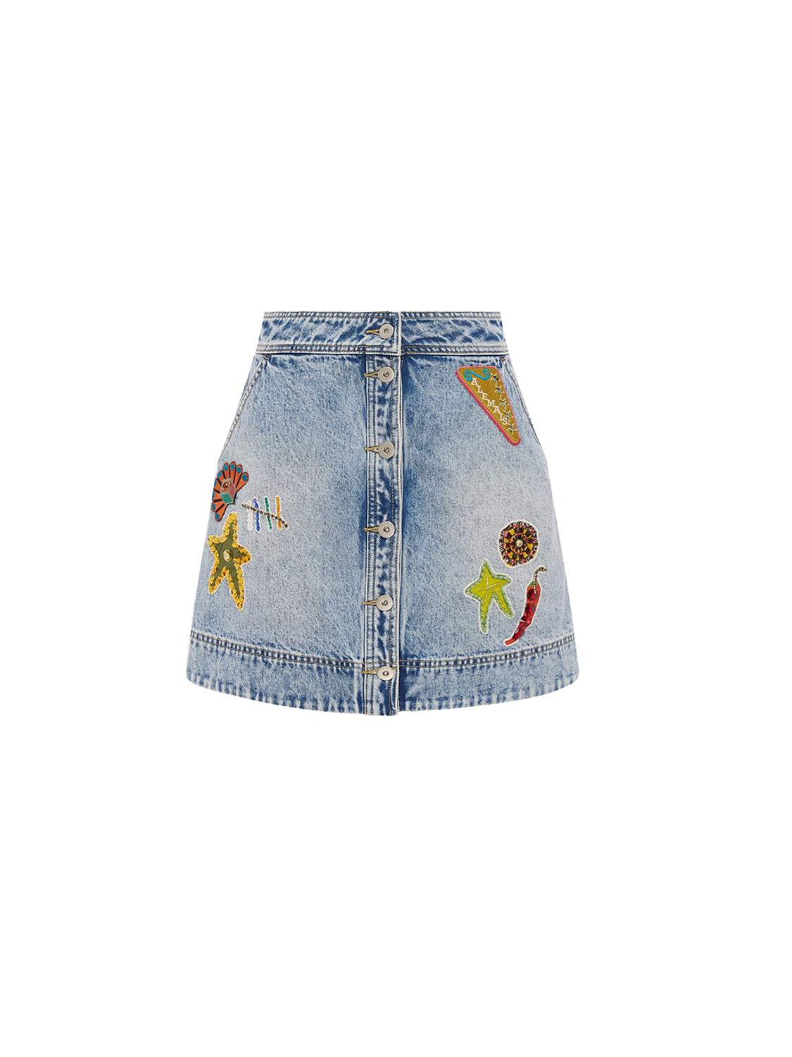 Constance denim skirt with patches 