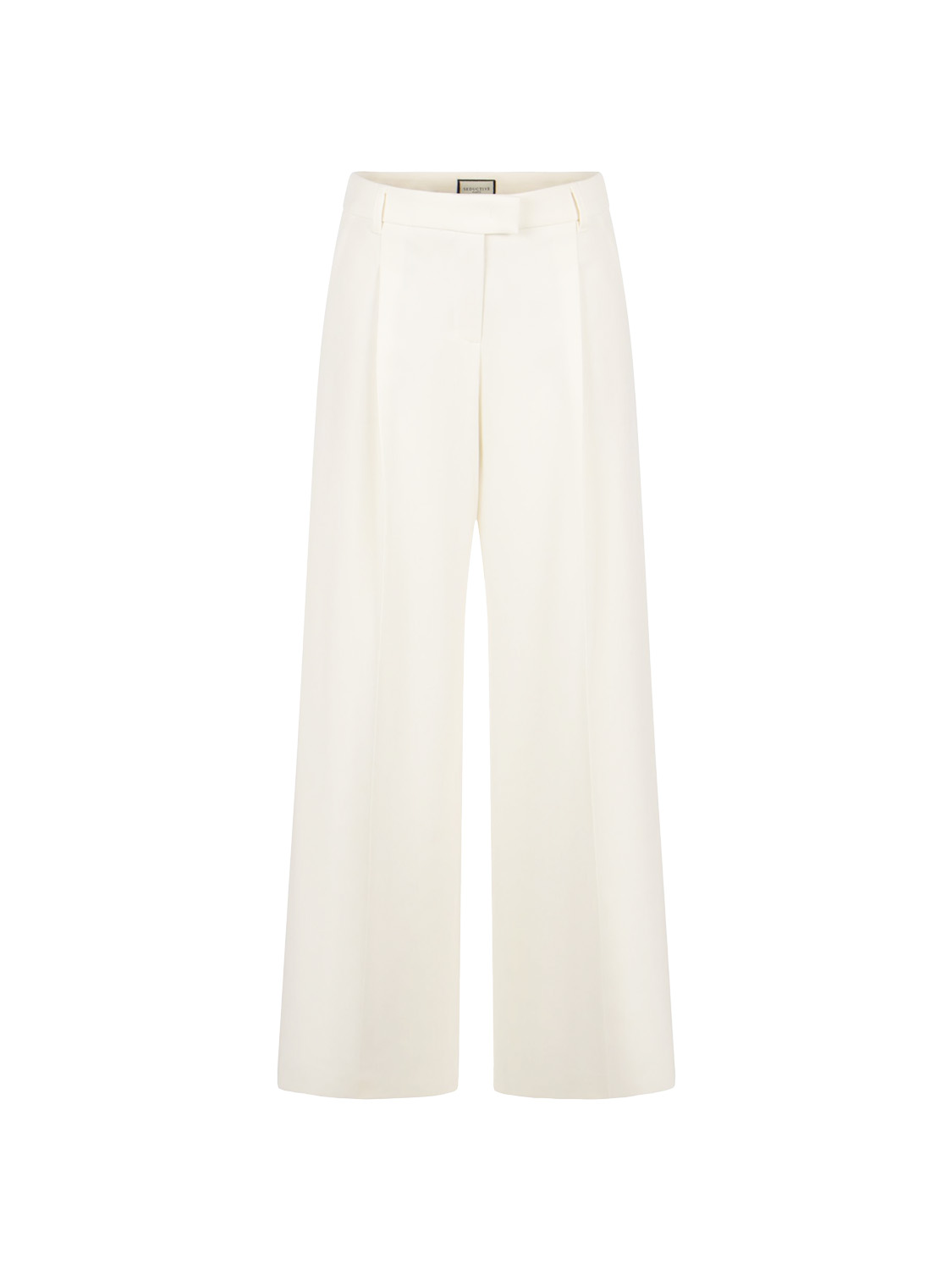 Stretchy wide-leg pleated trousers 