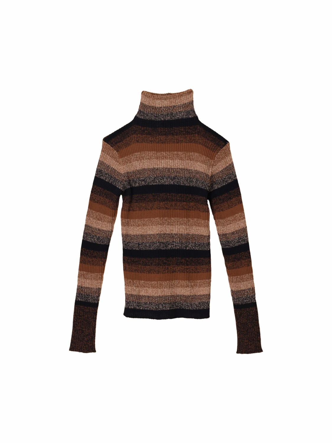 Roberto Collina Dolcevita Costa -  Gestreifter Pullover aus Merinowolle  marrone XS