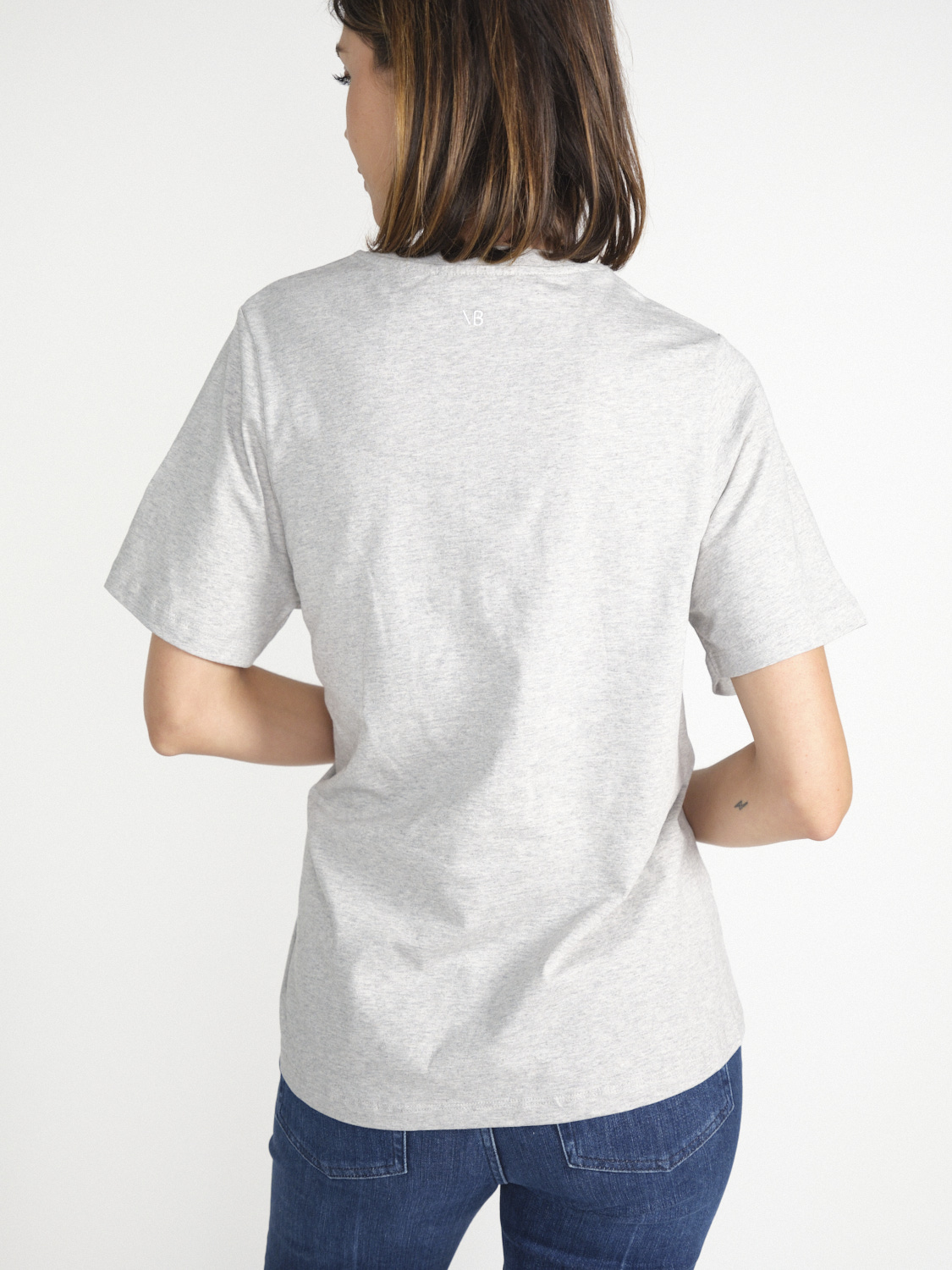 Victoria Beckham Body Twist – Baumwoll-Shirt mit Detail   hellgrau XS