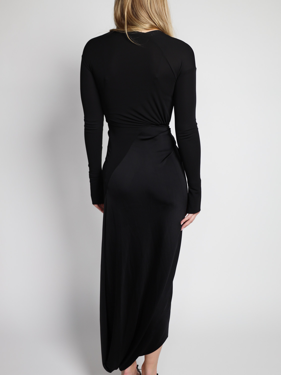 Victoria Beckham  Long sleeve knot maxi dress in stretch jersey   black 34